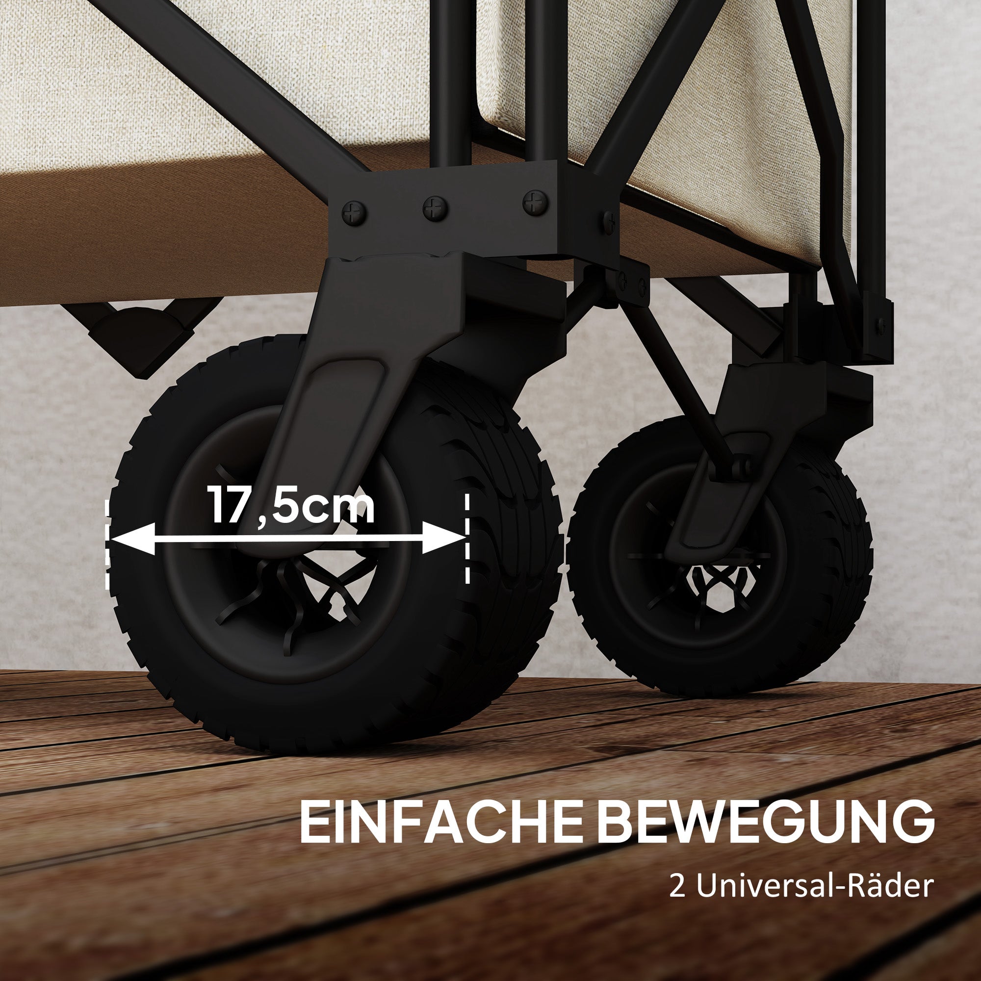 Outsunny Gartenwagen 100 kg belastbar, klappbar Transportwagen mit herausnehmbare Plane, 90 x 48 x 92 cm Beige