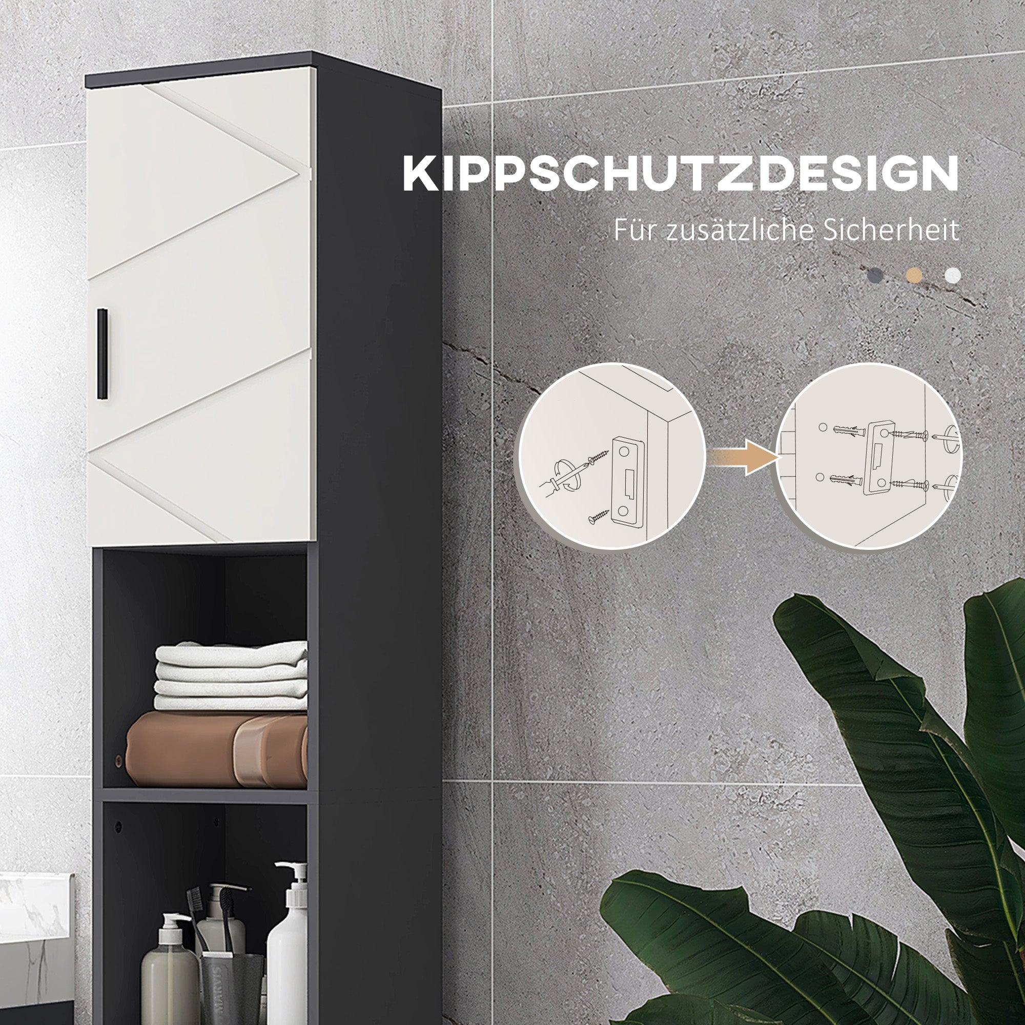 kleankin Badezimmerschrank, Badschrank, verstellbare Regale, Spanplatte, Hellgrau