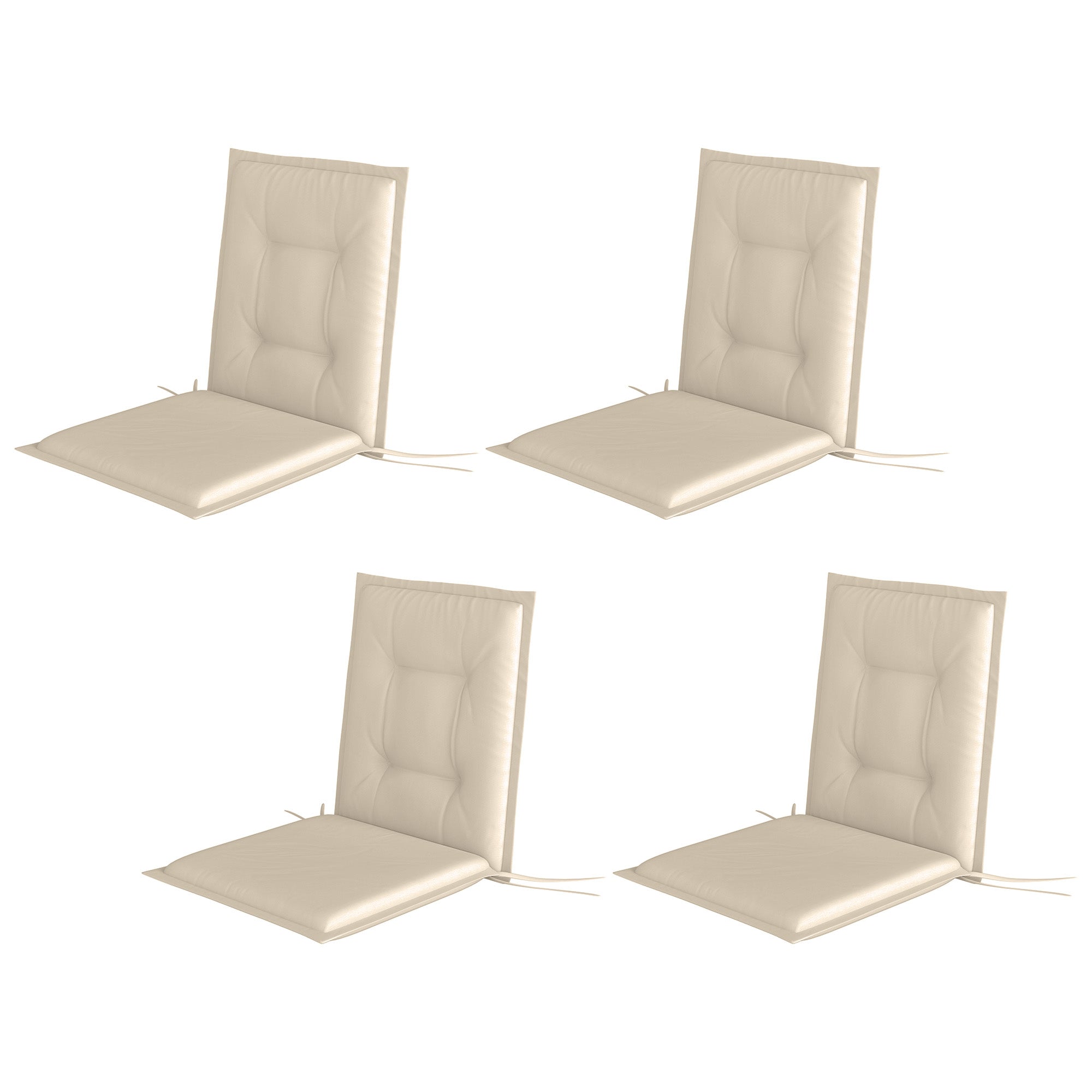 Outsunny 4er Set Sitzkissen 108 x 50 x 5 cm Stuhlkissen mit Bändern, Outdoor Indoor Sitzauflage Beige