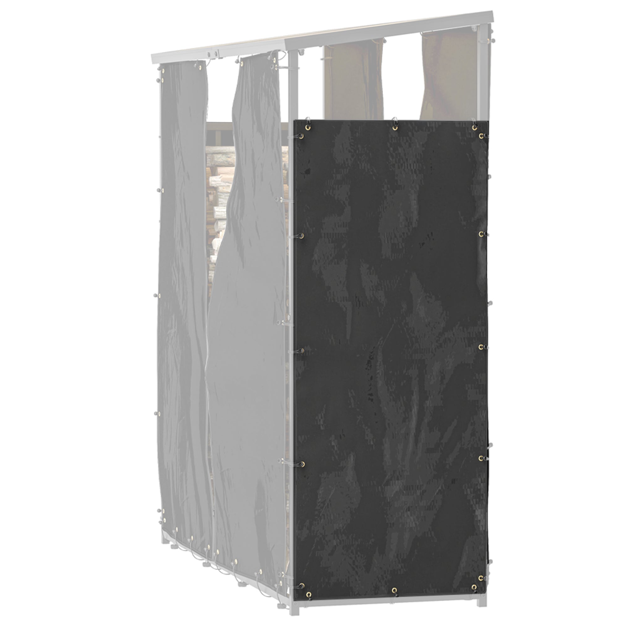 Outsunny Abdeckung für Brennholzregal, 2er-Set, wetterfest & staubdicht, 148 x 62 cm, Schwarz
