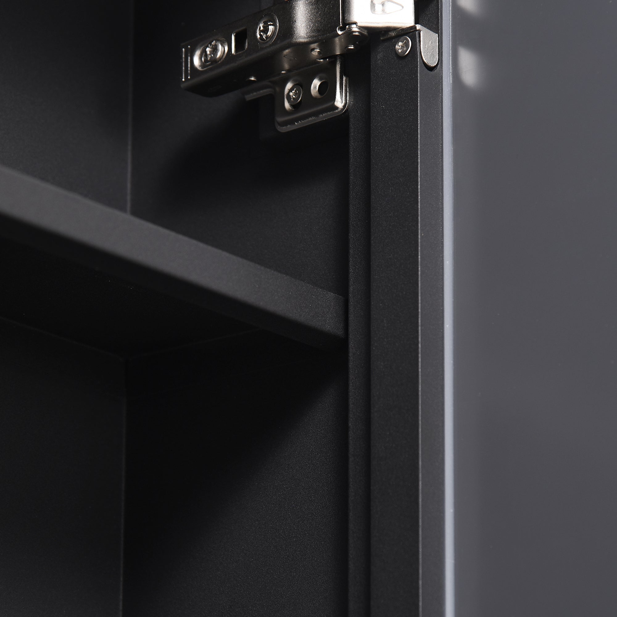 kleankin Spiegelschrank, 3 Regalfächer, weiche Scharniere, Stahlgehäuse, schwarz, 40 x 15 x 60 cm