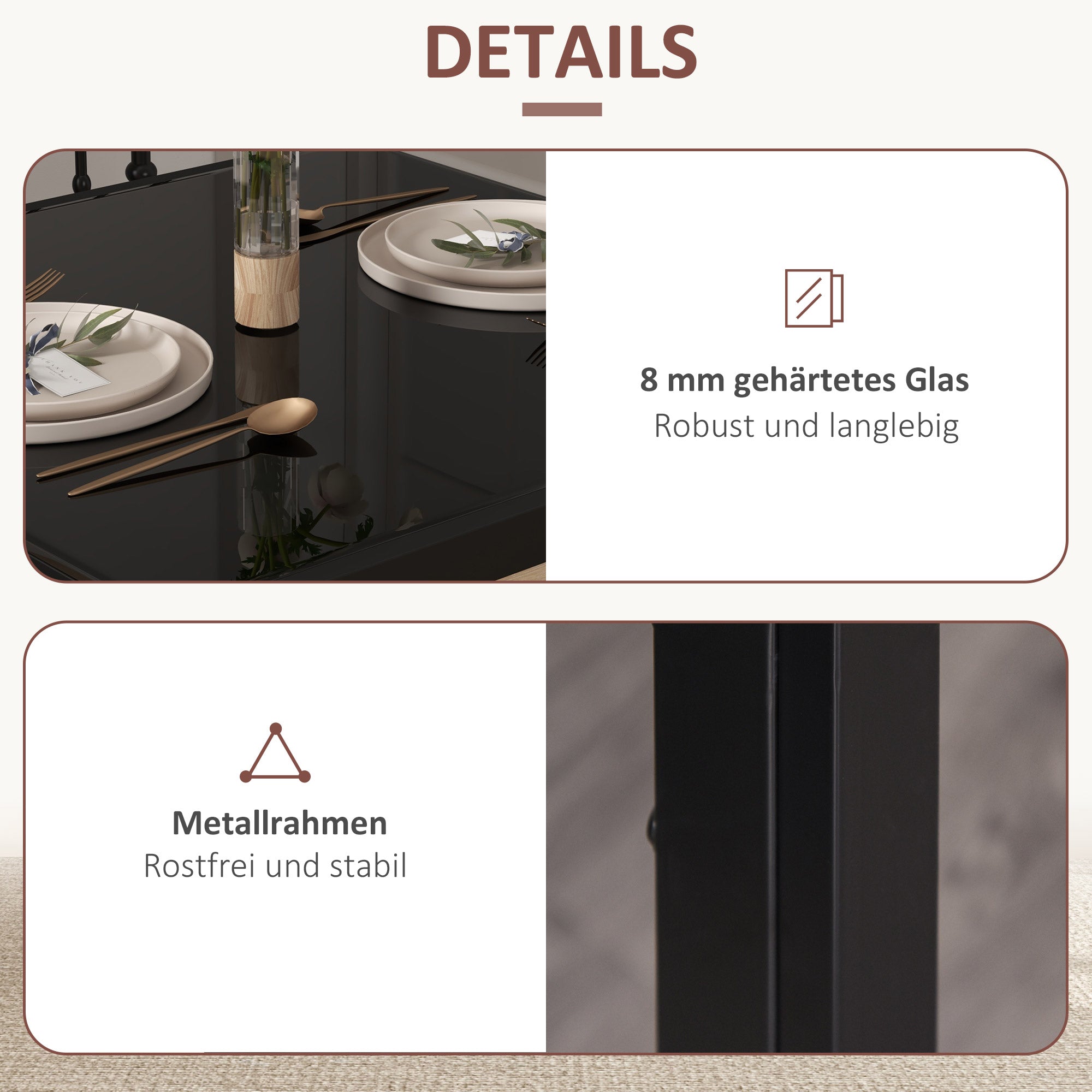 HOMCOM Essgruppe Esstisch mit 2 Stühlen Platzsparend Esszimmergruppe Sitzgruppe Schwarz