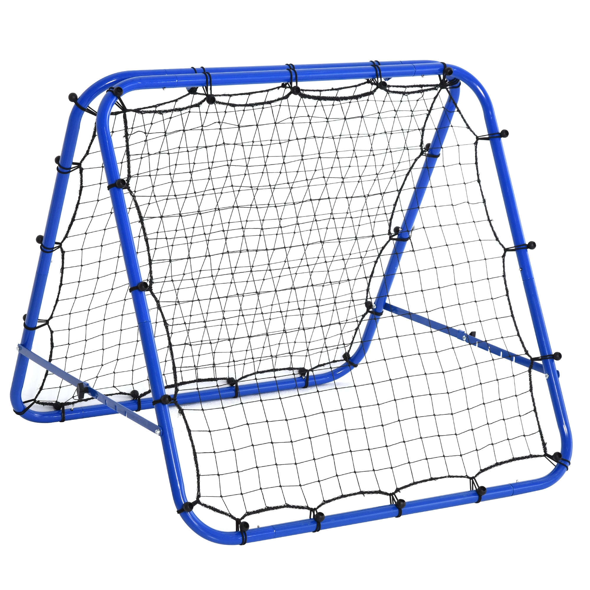 HOMCOM Rebounder für Fußball, verstellbar Prellwand mit 5 Winkelpositionen und Rückprallwand Netz, 100 x 95cm Kickback Tor Fußballtor für Jugendliche, Rückprallwand für Handball Training, Blau