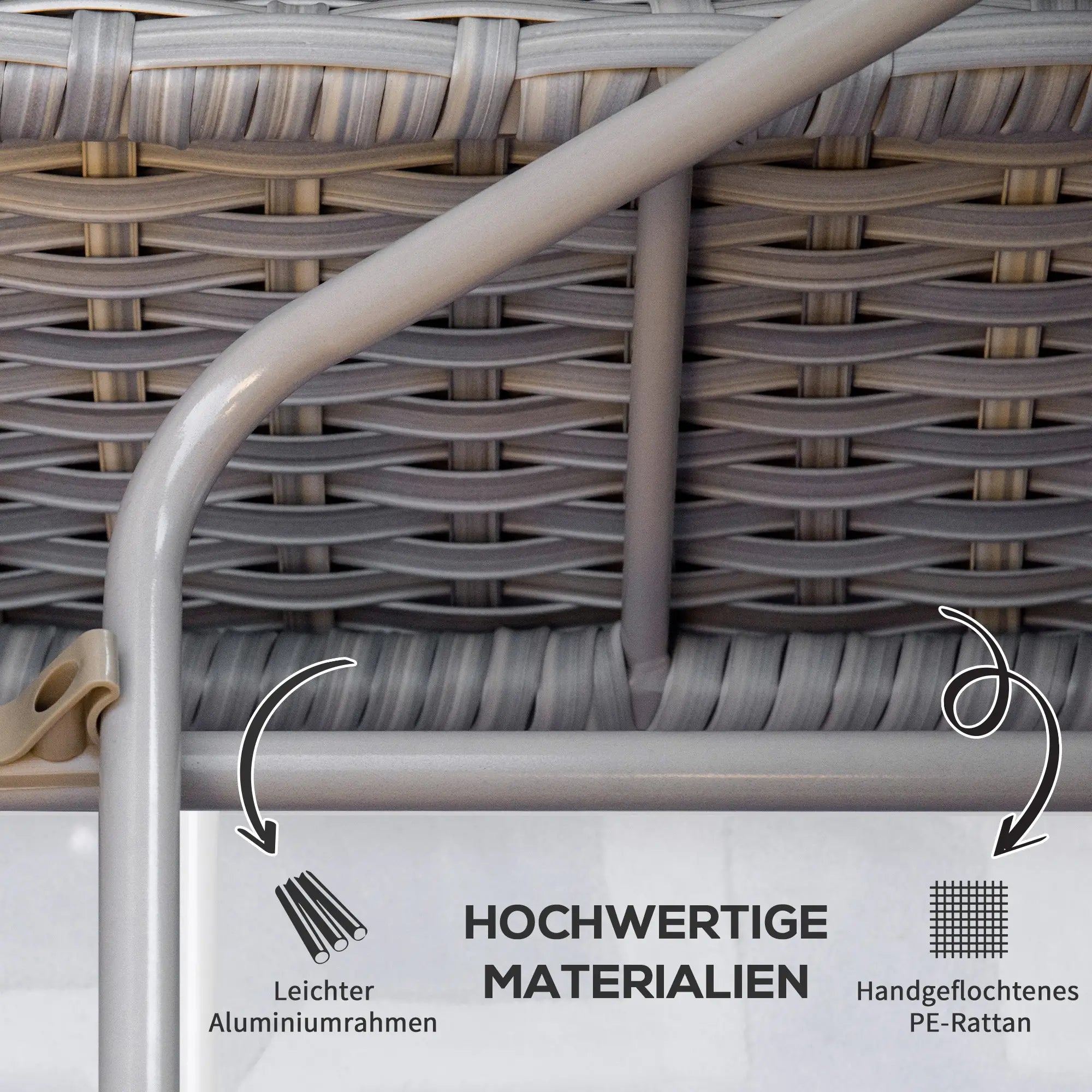 Outsunny Polyrattan Gartenmöbelset 3-tlg. verstellbar Aluminium