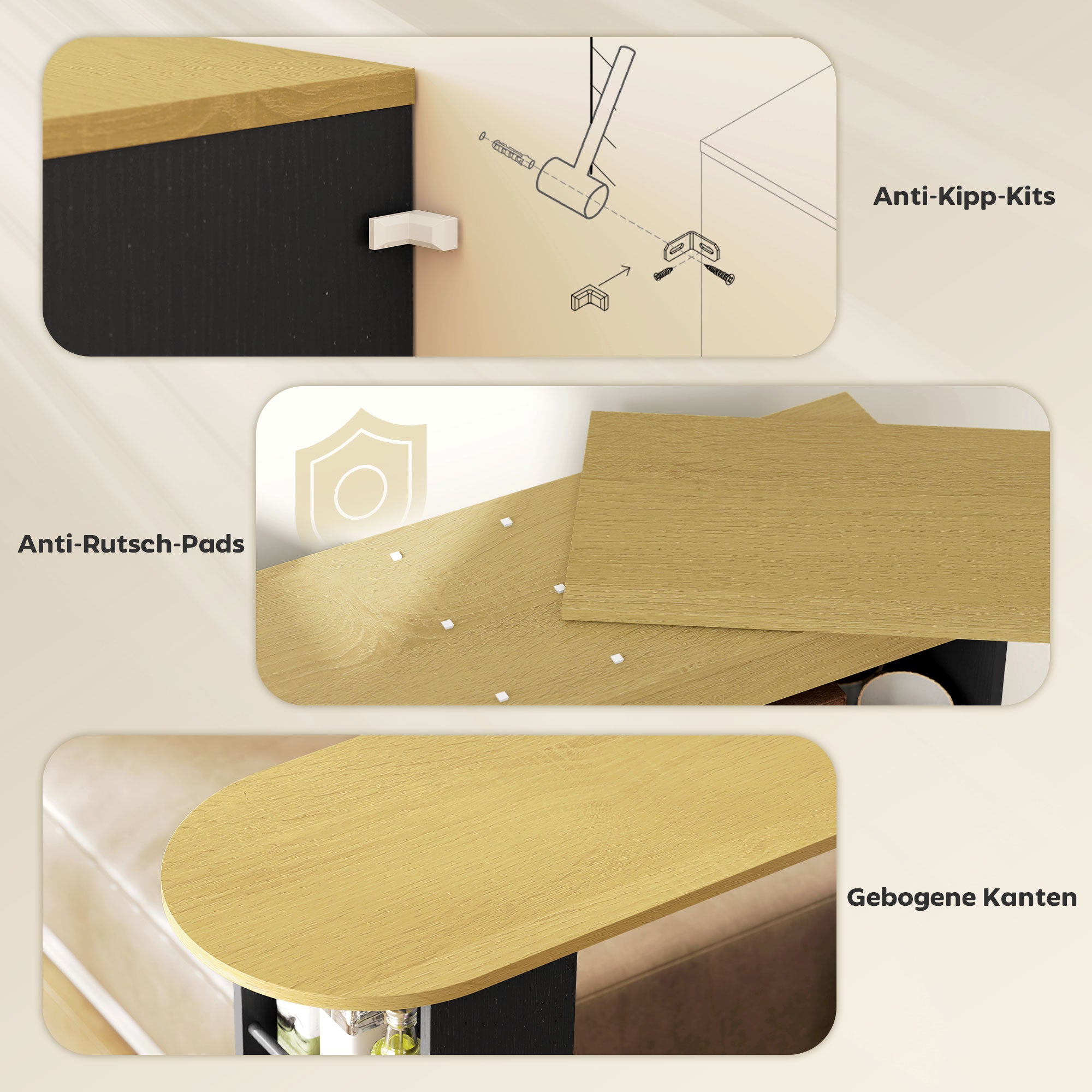 HOMCOM Ausziehbarer Bartisch, zu L-Form umwandelbar, viel Stauraum, 3 verstellbare Regale, Spanplatte, MDF, Schwarz