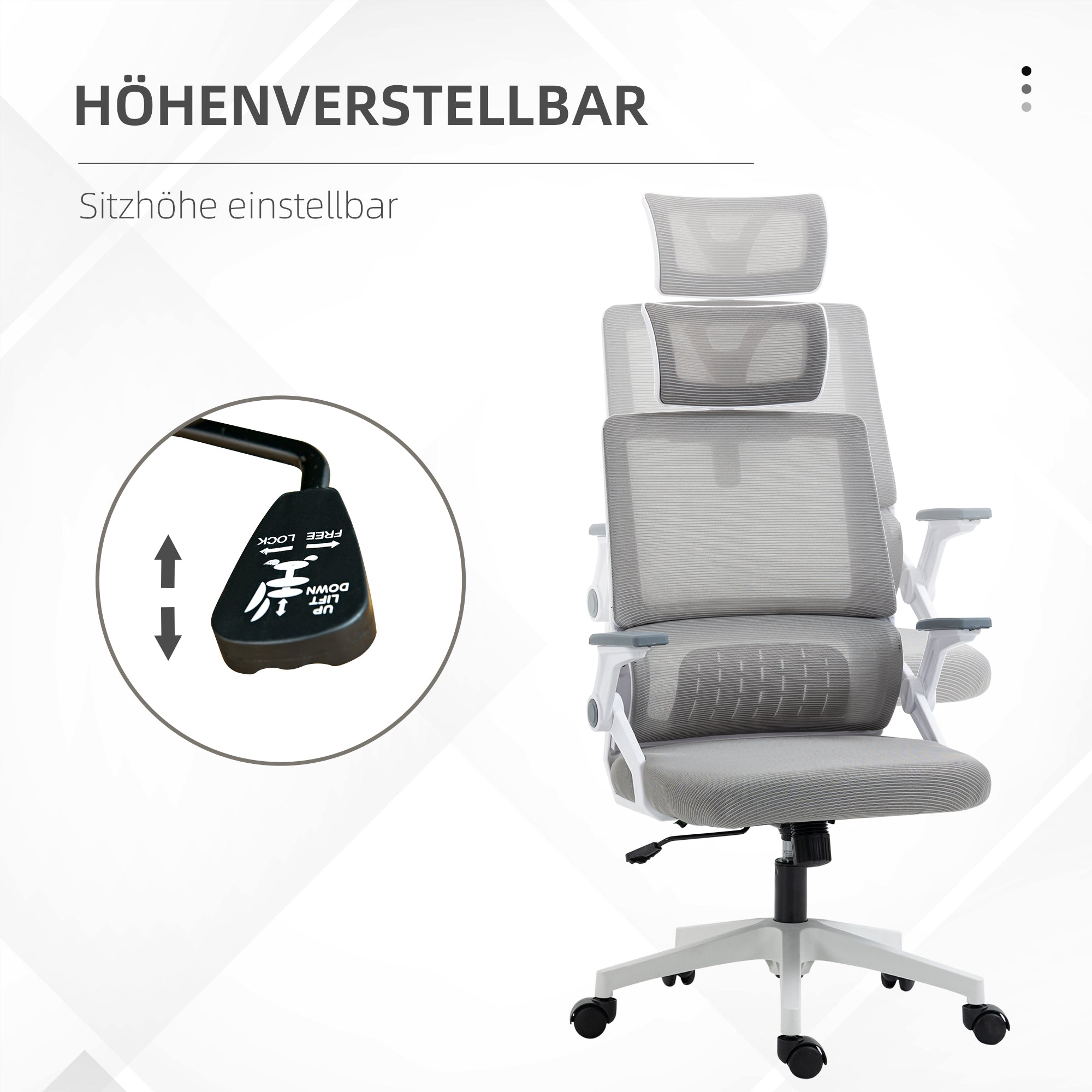 Vinsetto Bürostuhl Schreibtischstuhl Office-Stuhl, höhenverstellbar, 1 Kopfstütze, 58 x 61 x 119 cm. Schwarz