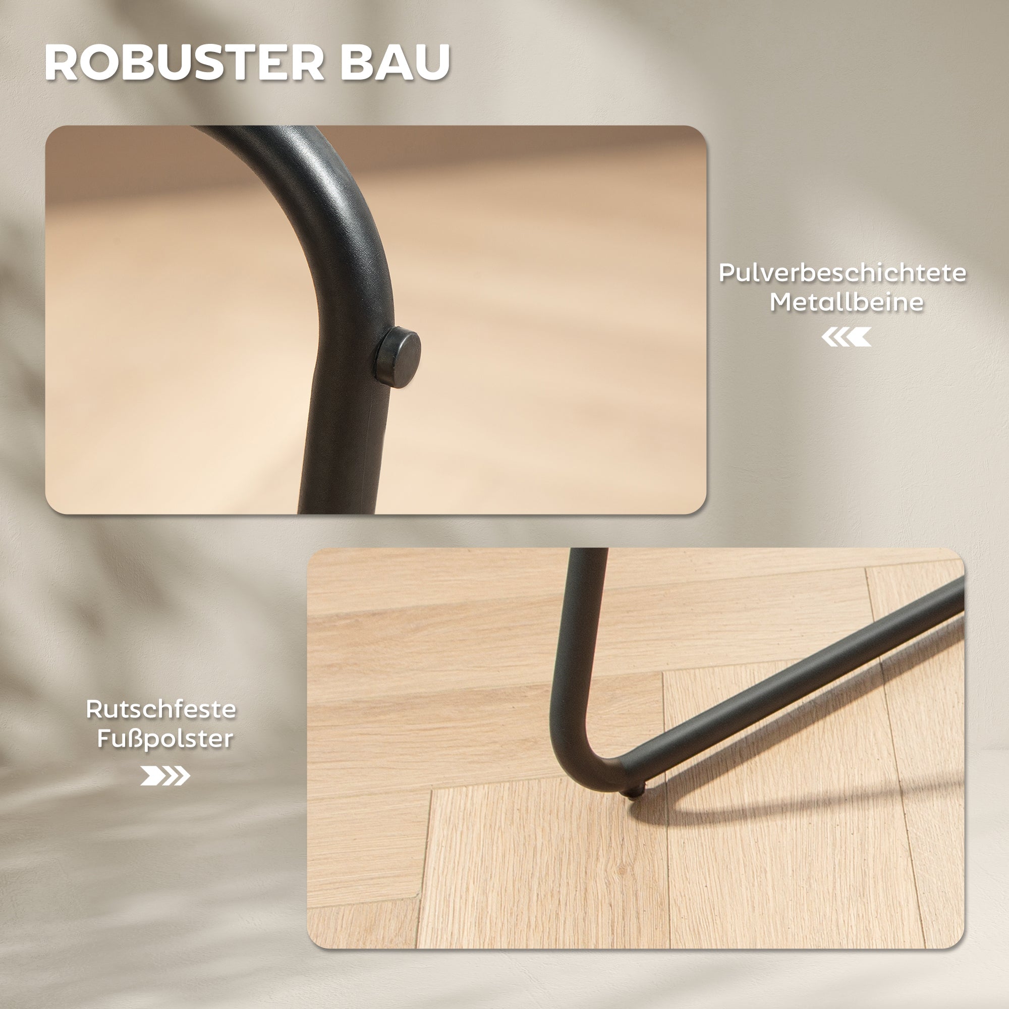 HOMCOM 2er-Set Barstühle, Barhocker mit Stoffbezug und Schaumstoffpolsterung, Polsterhocker mit Metallbeinen, Grau