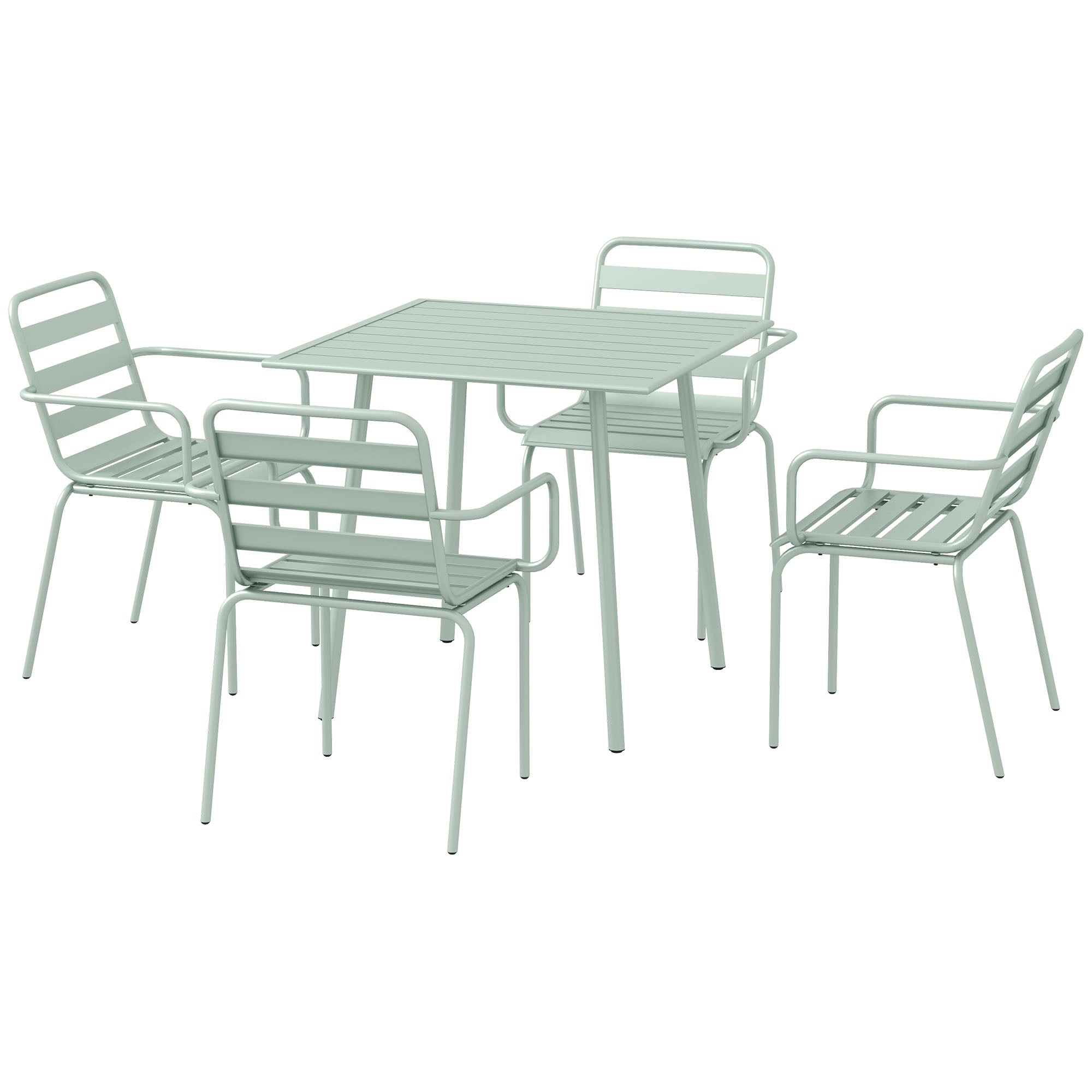 Outsunny 5-teilige Gartensitzgruppe Outdoor Sitzgruppe Gartenmöbel-Set, wetterbeständig, modernes Design, 80 x 80 x 74 cm, Grün