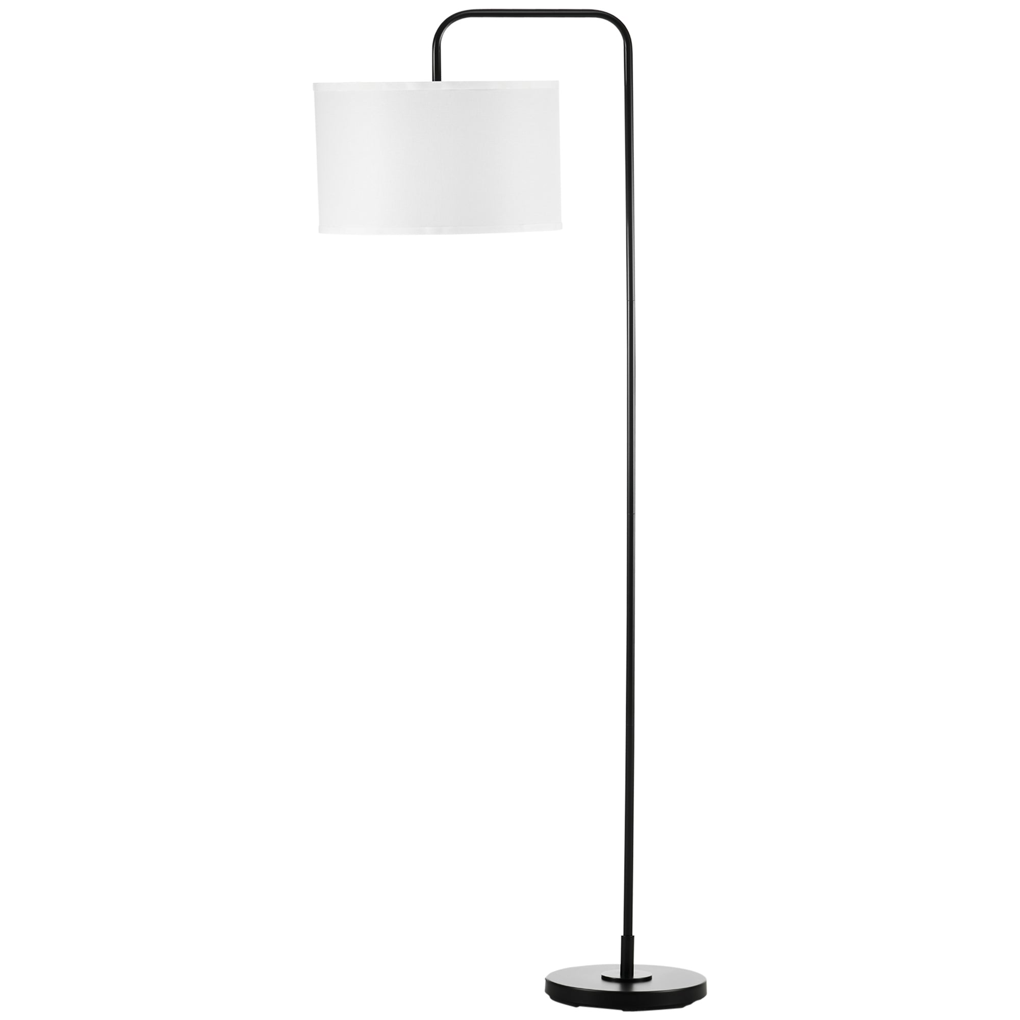 HOMCOM Stehlampe mit Fußschalter, Bodenlampe mit Stoffschirm, Stahl, Weiß