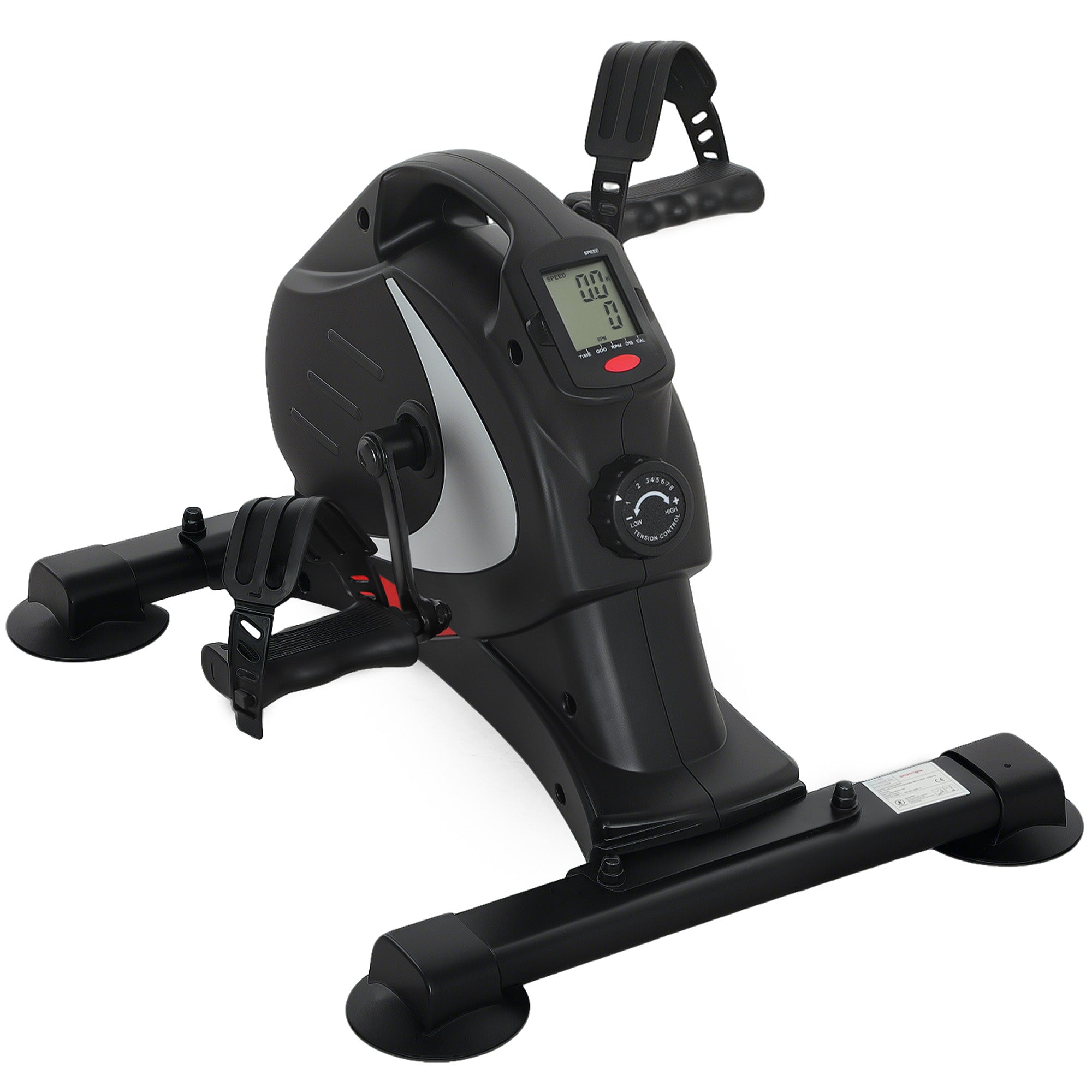 SPORTNOW Mini-Trainingsrad, Fußpedaltrainer, Trainingsgerät mit 8 Widerstandsstufen, LCD-Display, Metall, Kunststoff, Schwarz