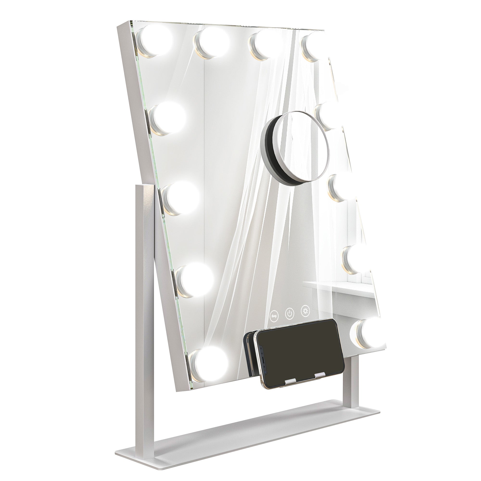 HOMCOM LED Kosmetikspiegel, 3 Lichtmodi, dimmbar, Touchsteuerung, USB, 37x46 cm, Weiß