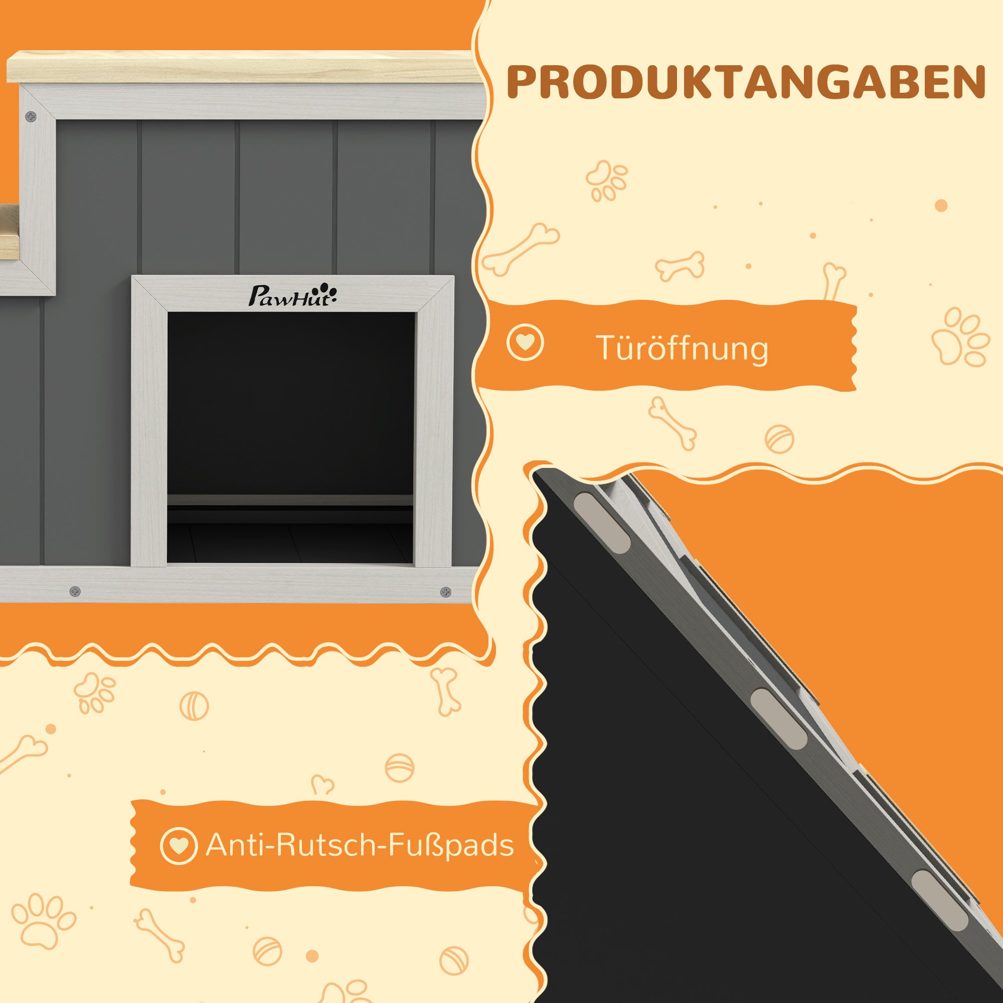 PawHut Haustiertreppe Hundetreppe, 3 Stufen, Kiefernholz, 79 cm x 38,5 cm x 45 cm, Natur + Weiß