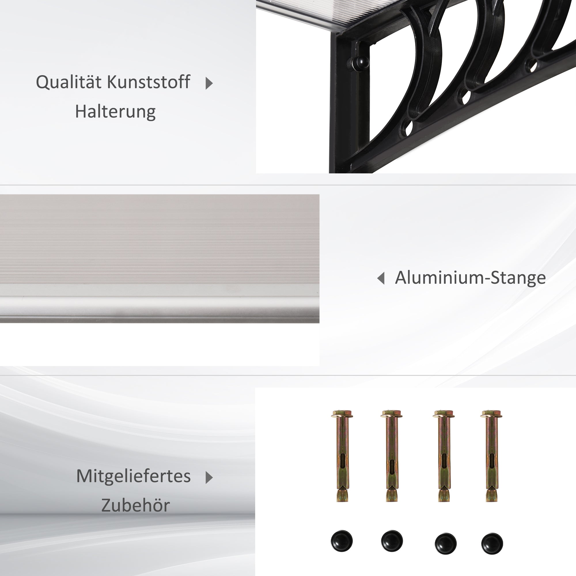 Outsunny Vordach Schutzdach, UV-Beständig, Wasserbeständig, 90x150x25cm , Weiß