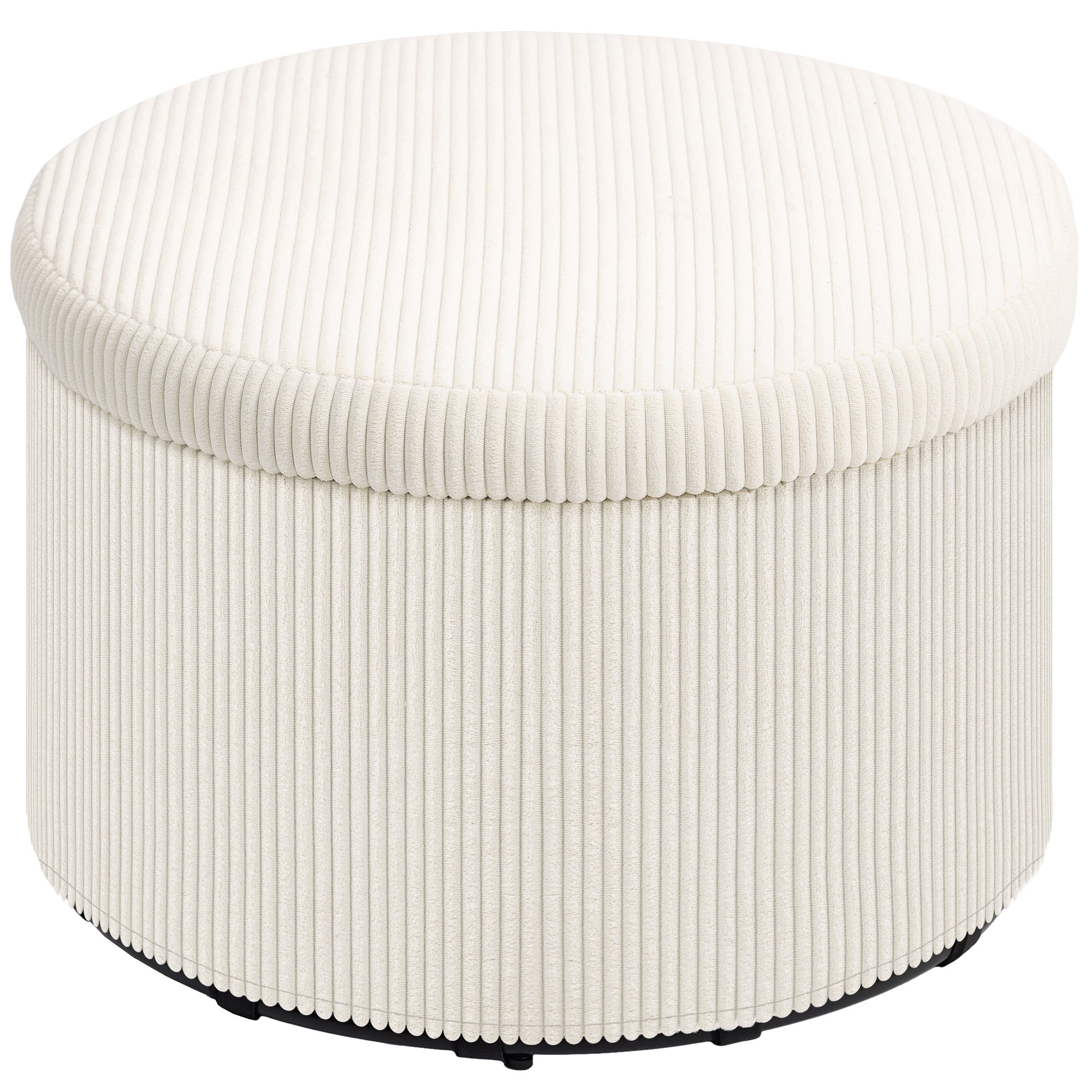 HOMCOM Fußhocker mit 97 L Stauraum, Cordstoff, Schaumstoff, Sitzhocker, Beige