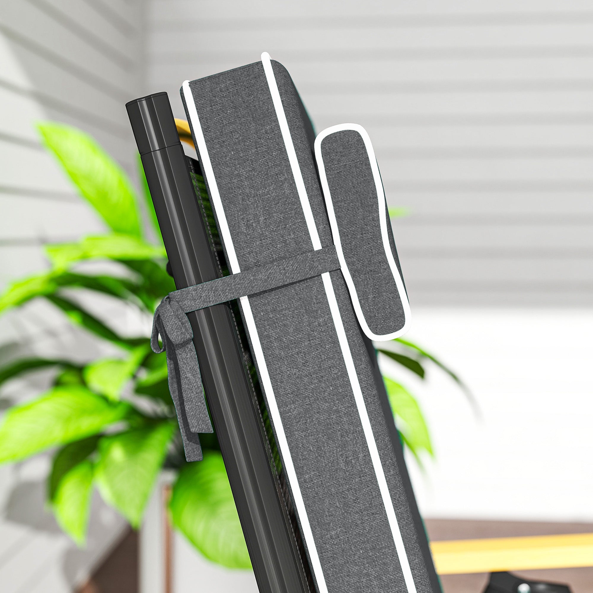 Outsunny Sitzkissen 120 x 47 x 9,5 cm wasserabweisend Stuhlkissen mit Bändern, Kopfstütze, UPF50+ Dunkelgrau