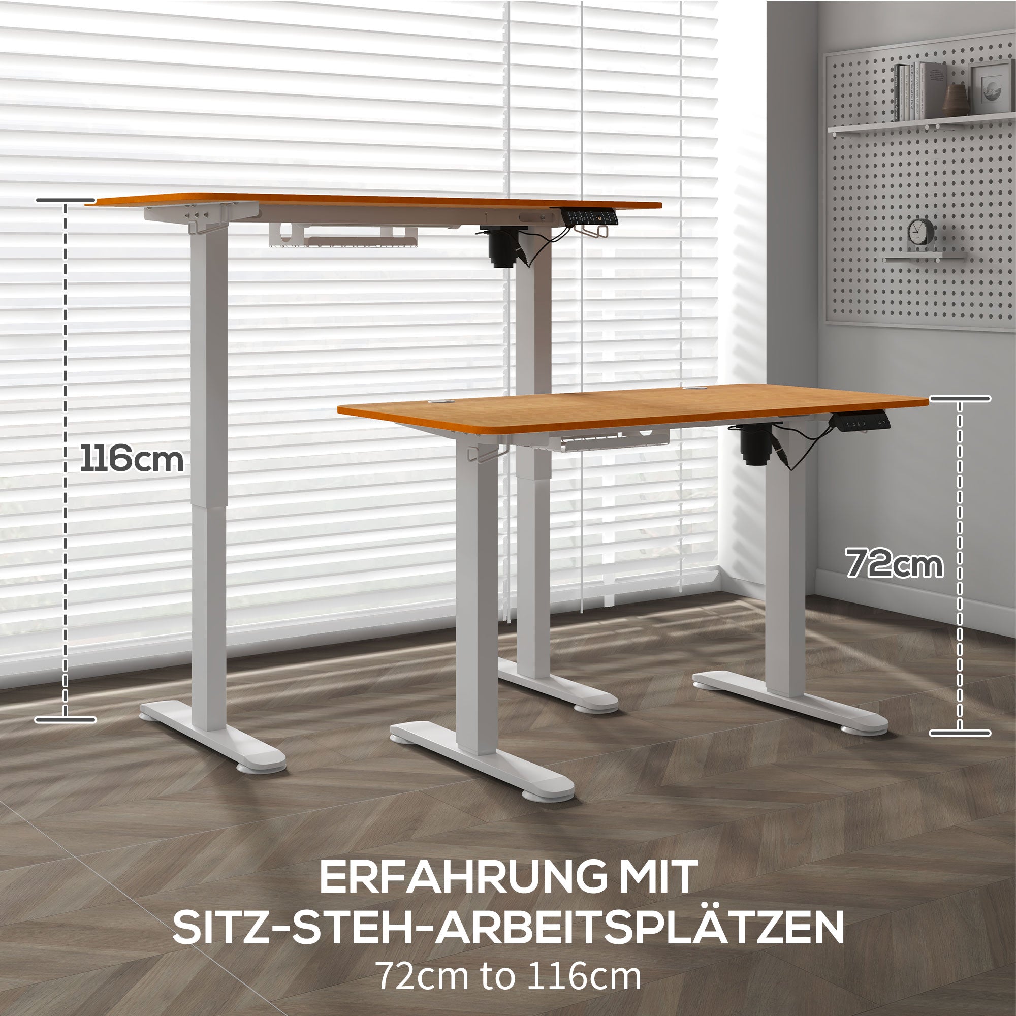 Vinsetto Stehschreibtisch, höhenverstellbar, 120x60x72-116cm, Natur/Weiß