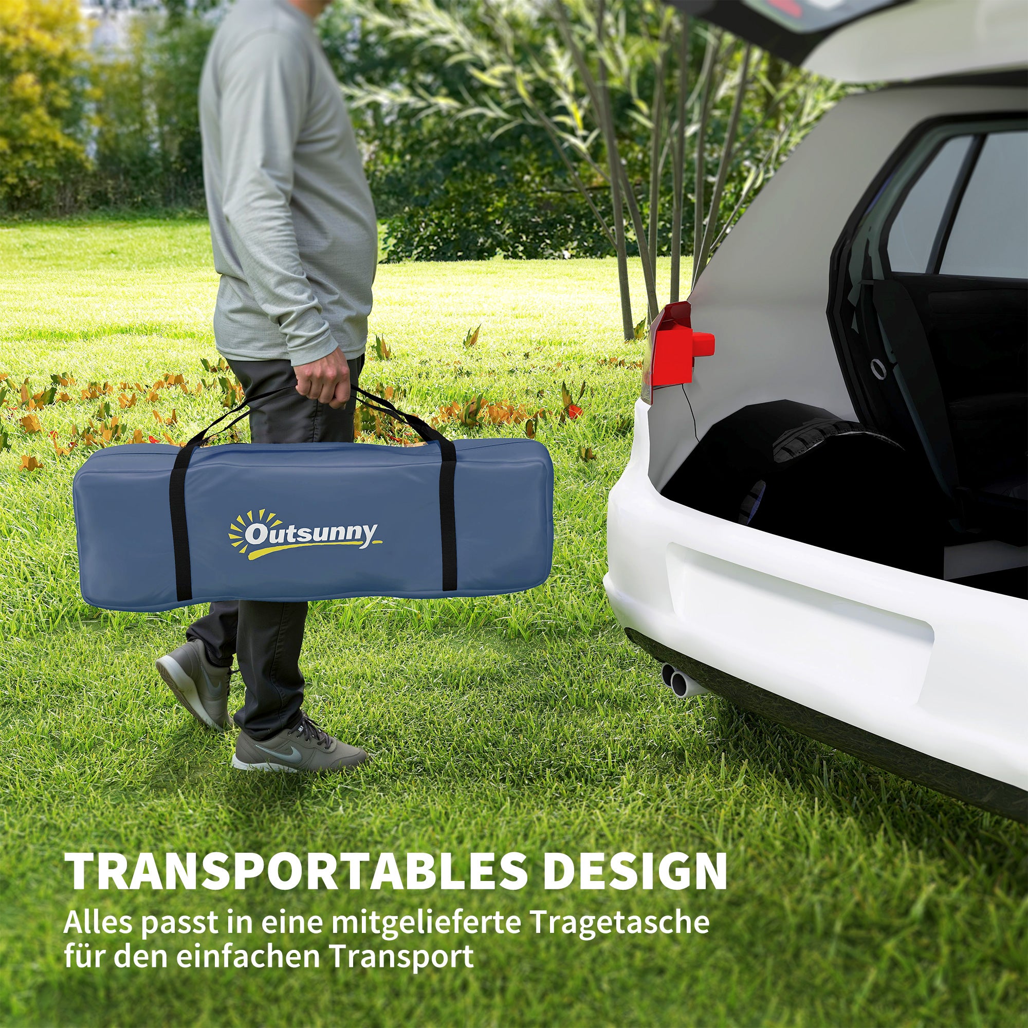 Outsunny Campingzelt für 4 Personen, wasserdicht Tunnelzelt mit 2 Türen Haken Packtasche 3,45 x 2,4 x 1,3 m Hellblau
