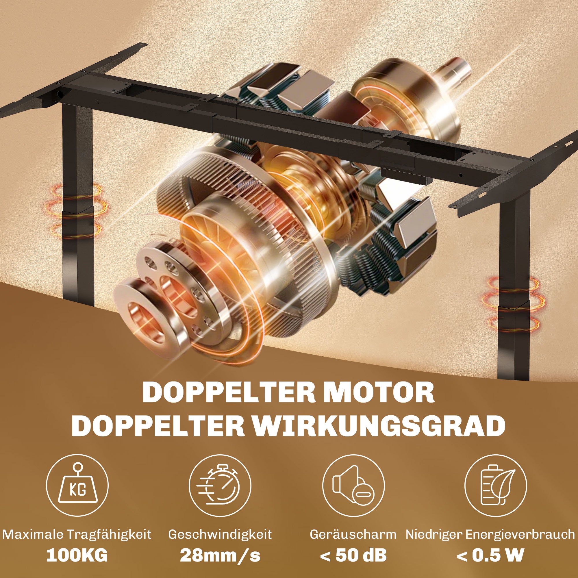 HOMCOM Elektrisches Schreibtischgestell, höhenverstellbar, mit Speicherfunktion, Stahl, Schwarz