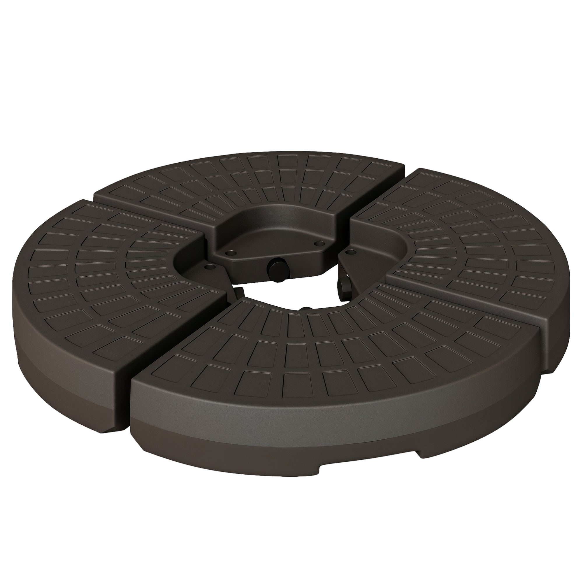 Outsunny Sonnenschirmständer 4-teilig, Schirmgewicht, Schirmständer, Bodenkreuz befüllbar mit Sand/Wasser bis 25/17 kg, Gewichte Sonnenschirmfuß HDPE Kaffee