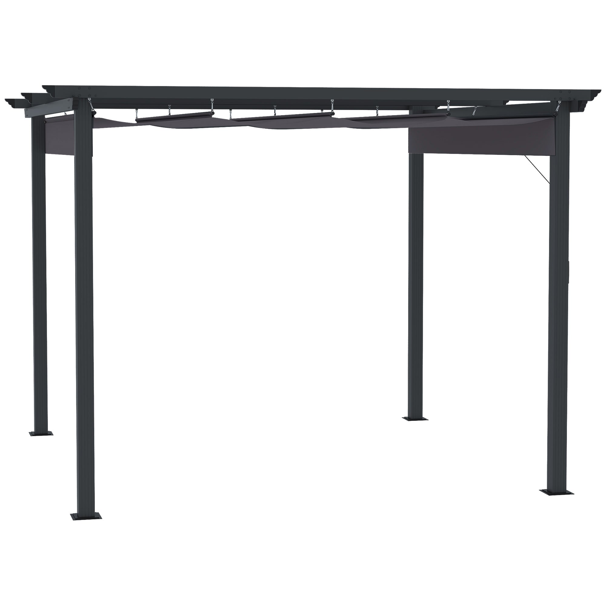 Outsunny Pergola 2,95x2,95?m mit Schiebedach Grau