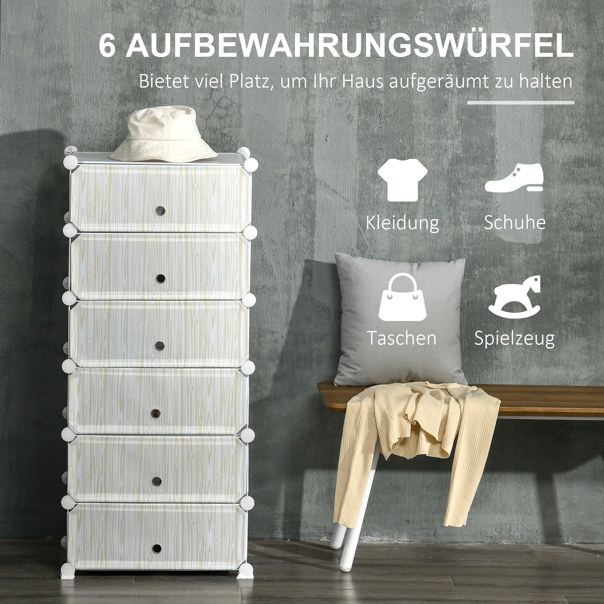 HOMCOM Modulares Regalsystem für 12 Paar Schuhe, 49 cm x 36,5 cm x 108 cm, Weiß