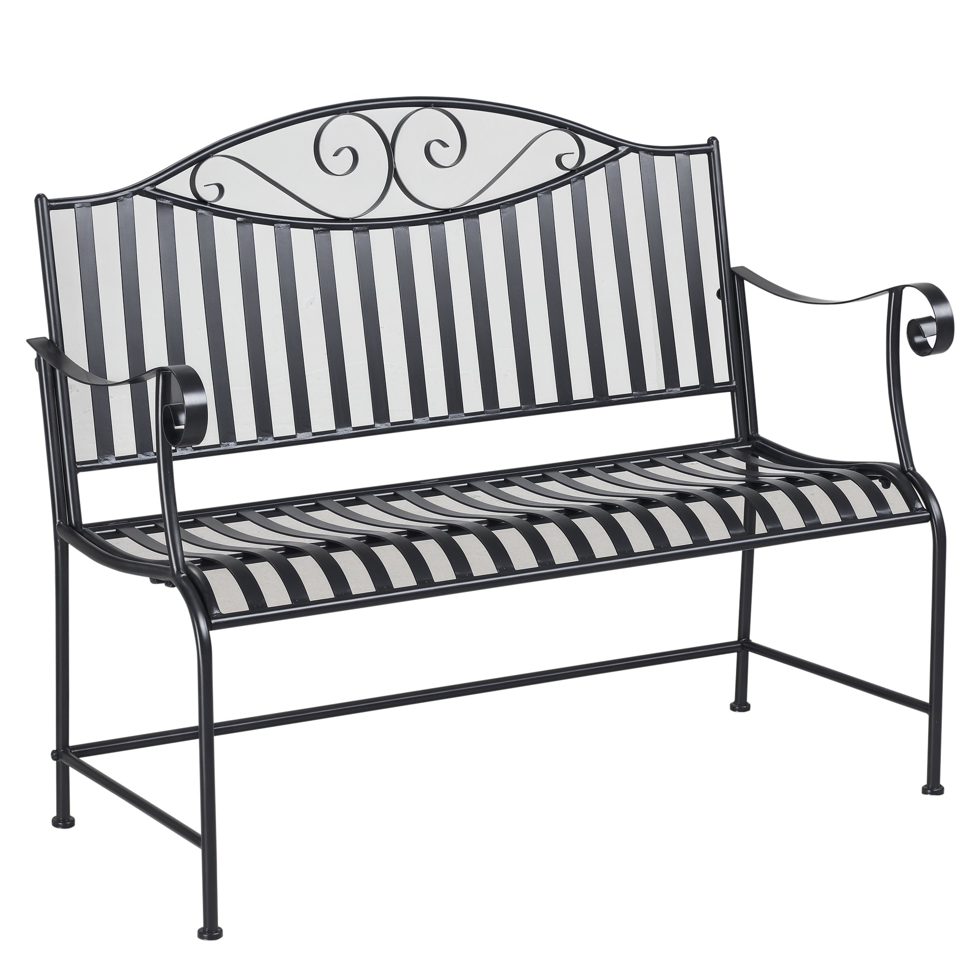 Outsunny Gartenbank Sitzbank Parkbank 2-Sitzer Metallbank Stahlrahmen mit Armlehne für Garten Balkon und Terrasse bis 220 kg belastbar Grau 115,5 x 54 x 96 cm