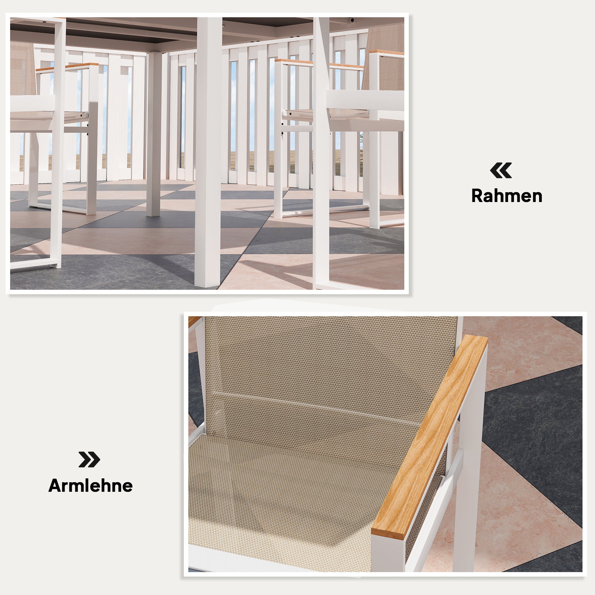 Outsunny 5-teiliges Ess-Set, Outdoor-Tisch aus Hartglas, 4 Stühle, wetterbeständig, Stahlrahmen, Terrassenmöbel, Mehrfarbig