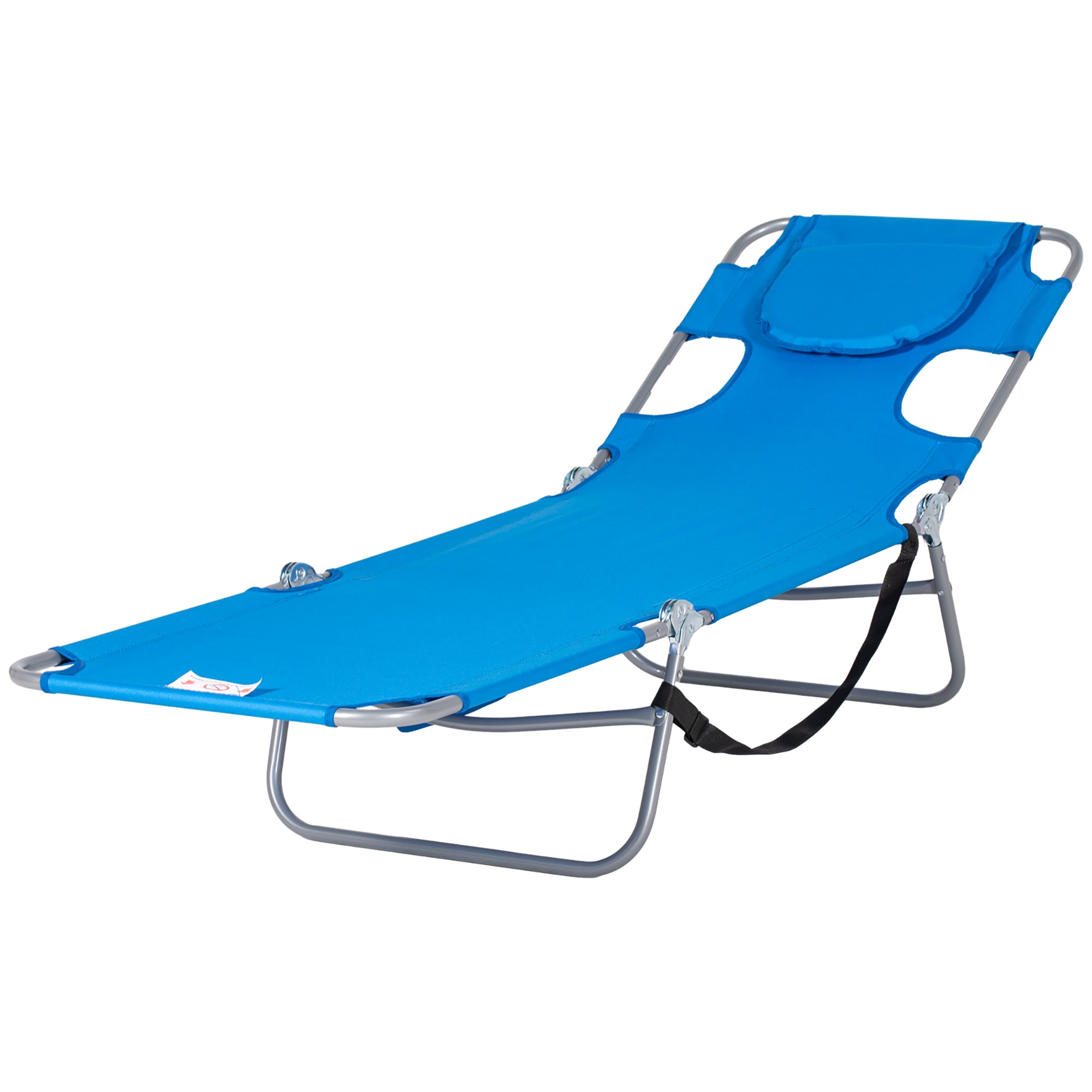 Outsunny klappbare Sonnenliege Blau mit Lesefenster