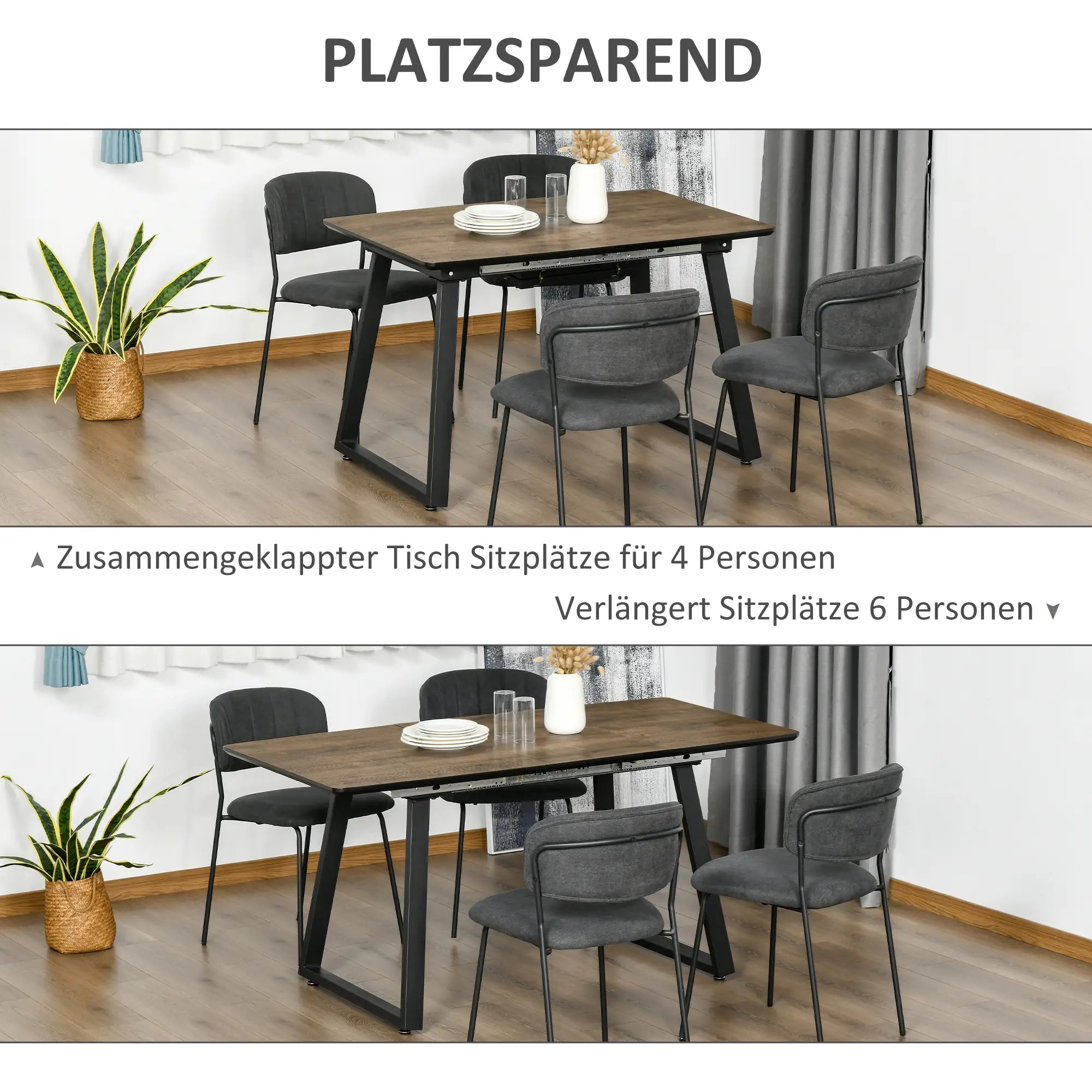 HOMCOM Esstisch ausziehbar Loft-Stil große Tischplatte