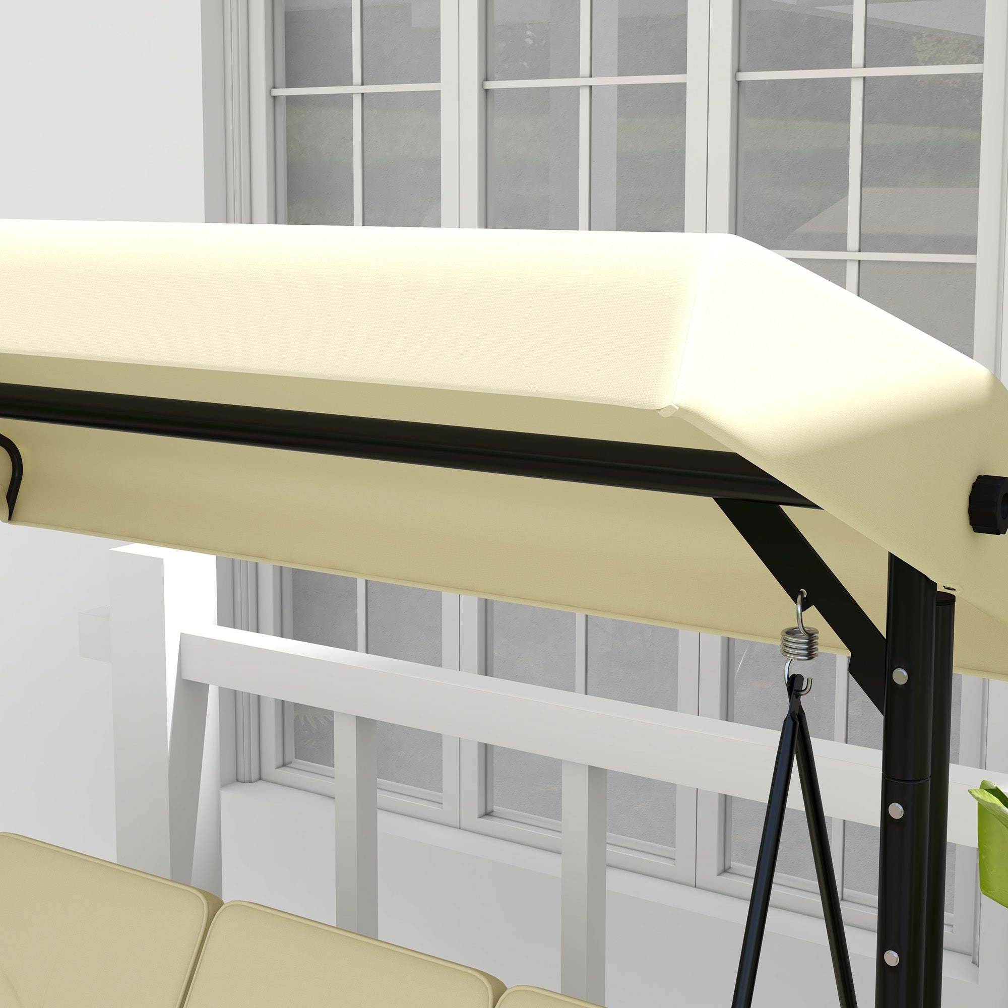 Outsunny Schaukelbank, Hollywoodschaukel mit Sonnenschutz, Gartenschaukel, Verandaschaukel, 3 Sitze, Schaukelbett