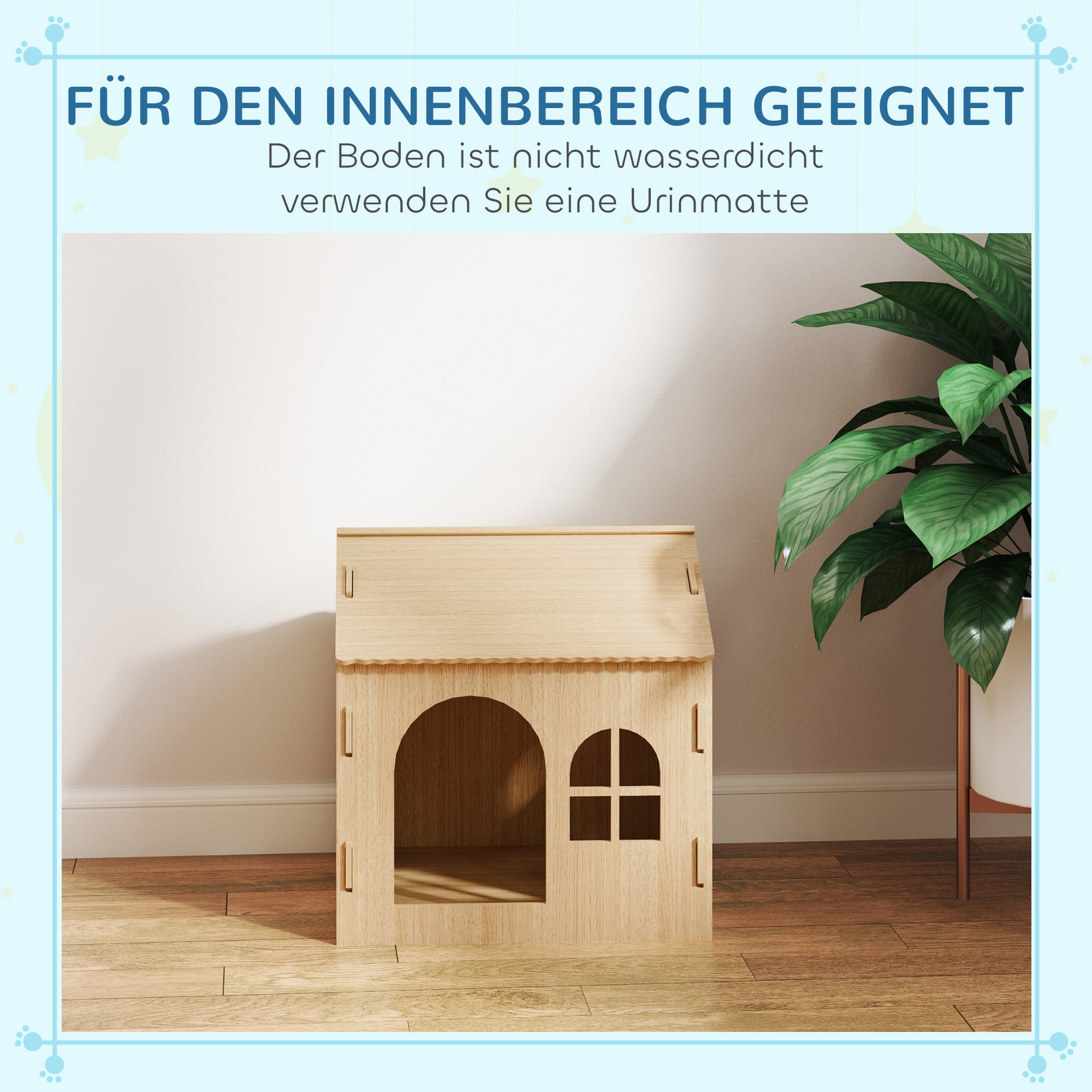 PawHut Hundehütte/Katzenhaus für Indoor, niedliches Design, 50 x 41 x 51 cm