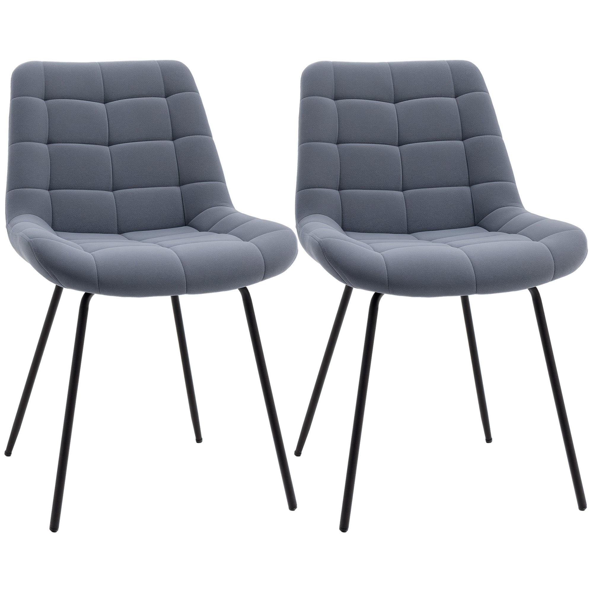 HOMCOM 2er-Set Esszimmerstühle im Retro-Design, Samtoptik, 50 cm x 61 cm x 79 cm, Dunkelgrau