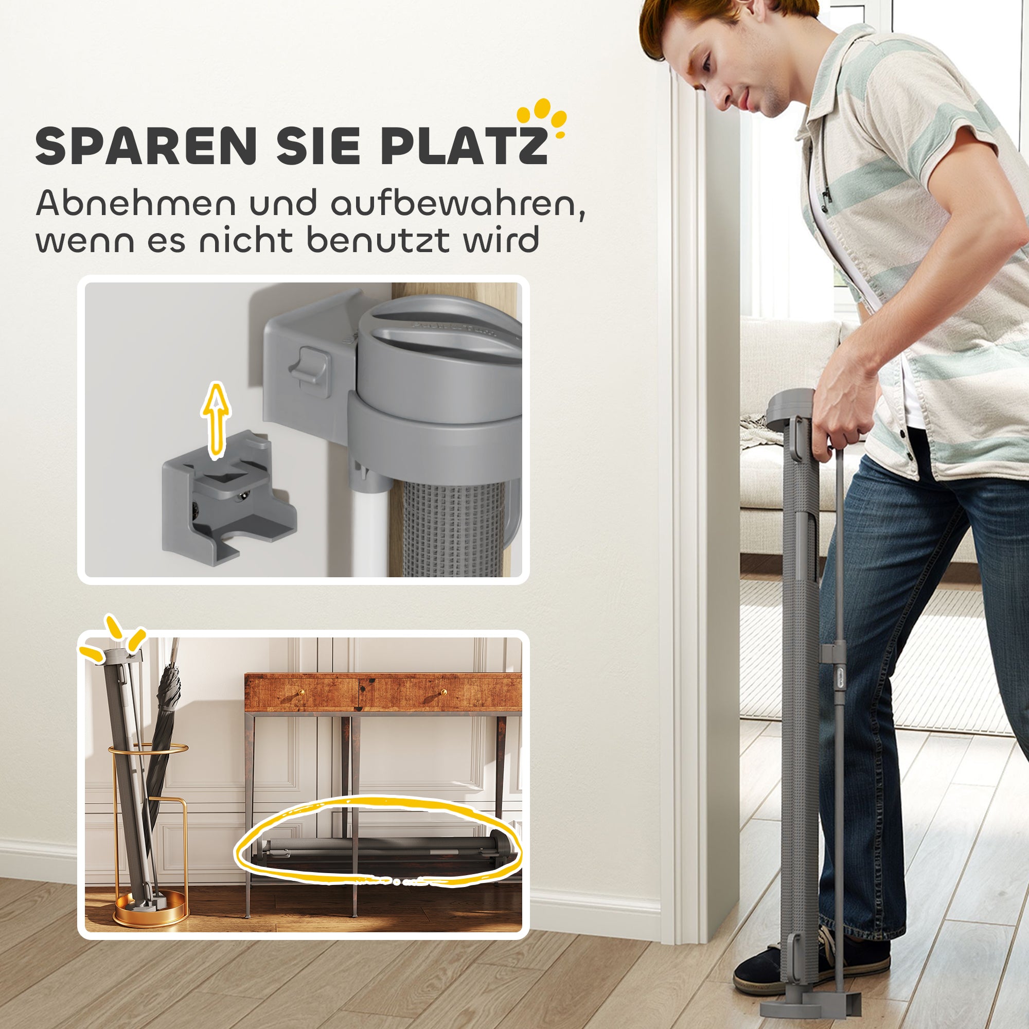 PawHut Treppenschutzgitter Ausziehbar 0-136cm 87 cm Hoch Türschutzgitter für Haustiere 142 x 10 x 87 cm Grau