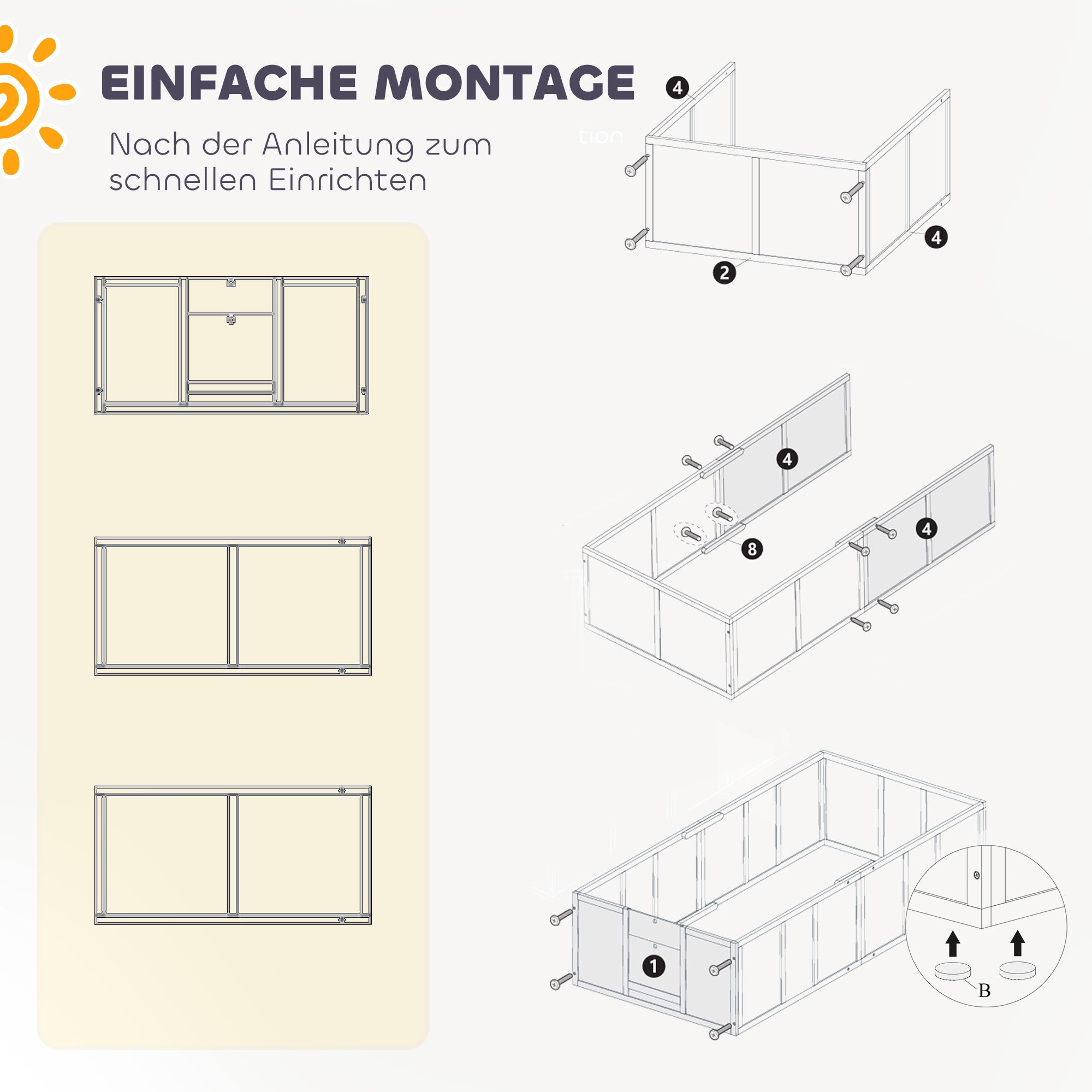 PawHut Hunde-Wurfbox für Hunde und Welpen, mit verstellbaren Eingängen, für große und kleine Hunde, 196 x 96 x 48 cm, Weiß