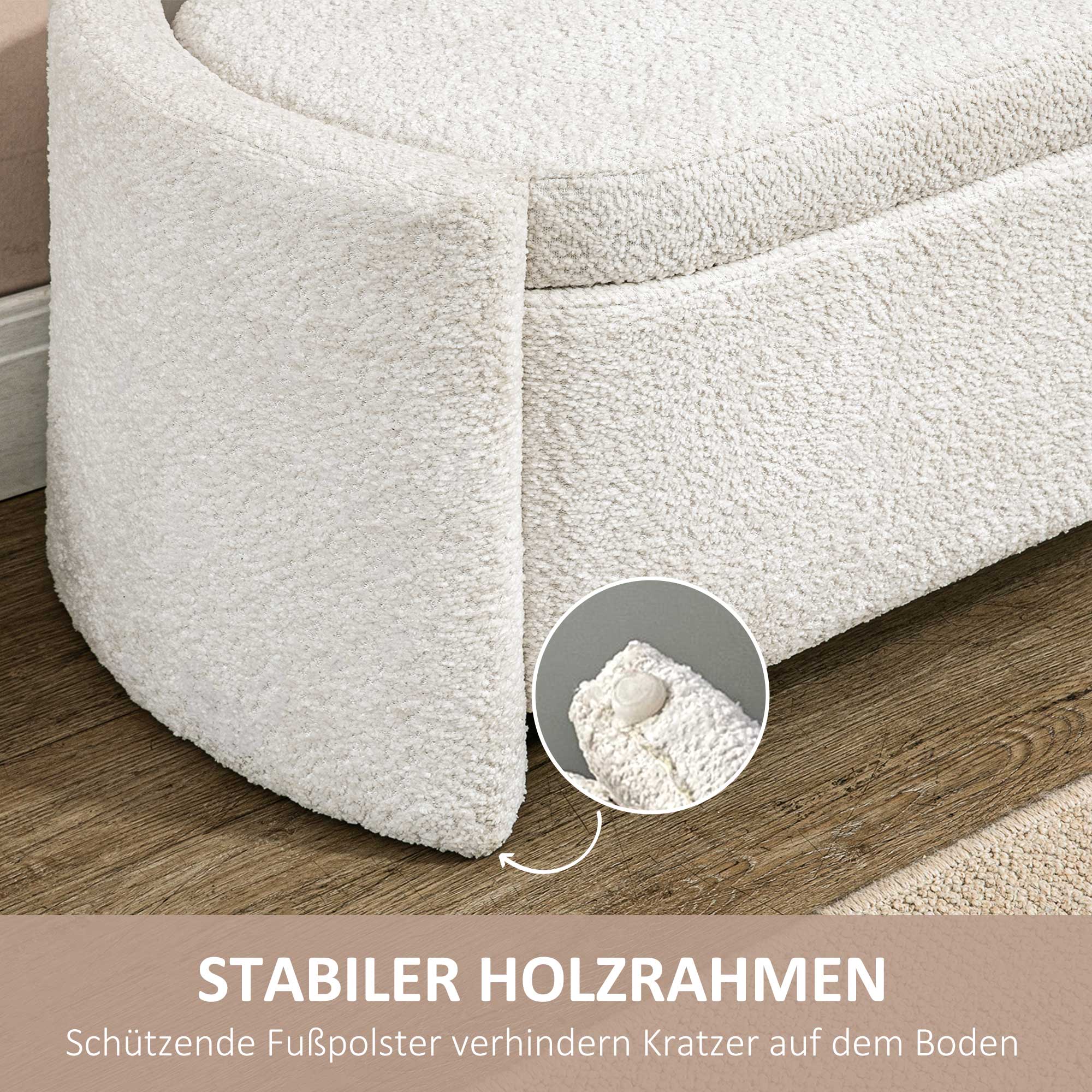 HOMCOM Sitzbank mit Stauraum Flurbank Schuhbank, gepolstert, 105 cm x 44 cm x 45,5 cm. Creme/Beige