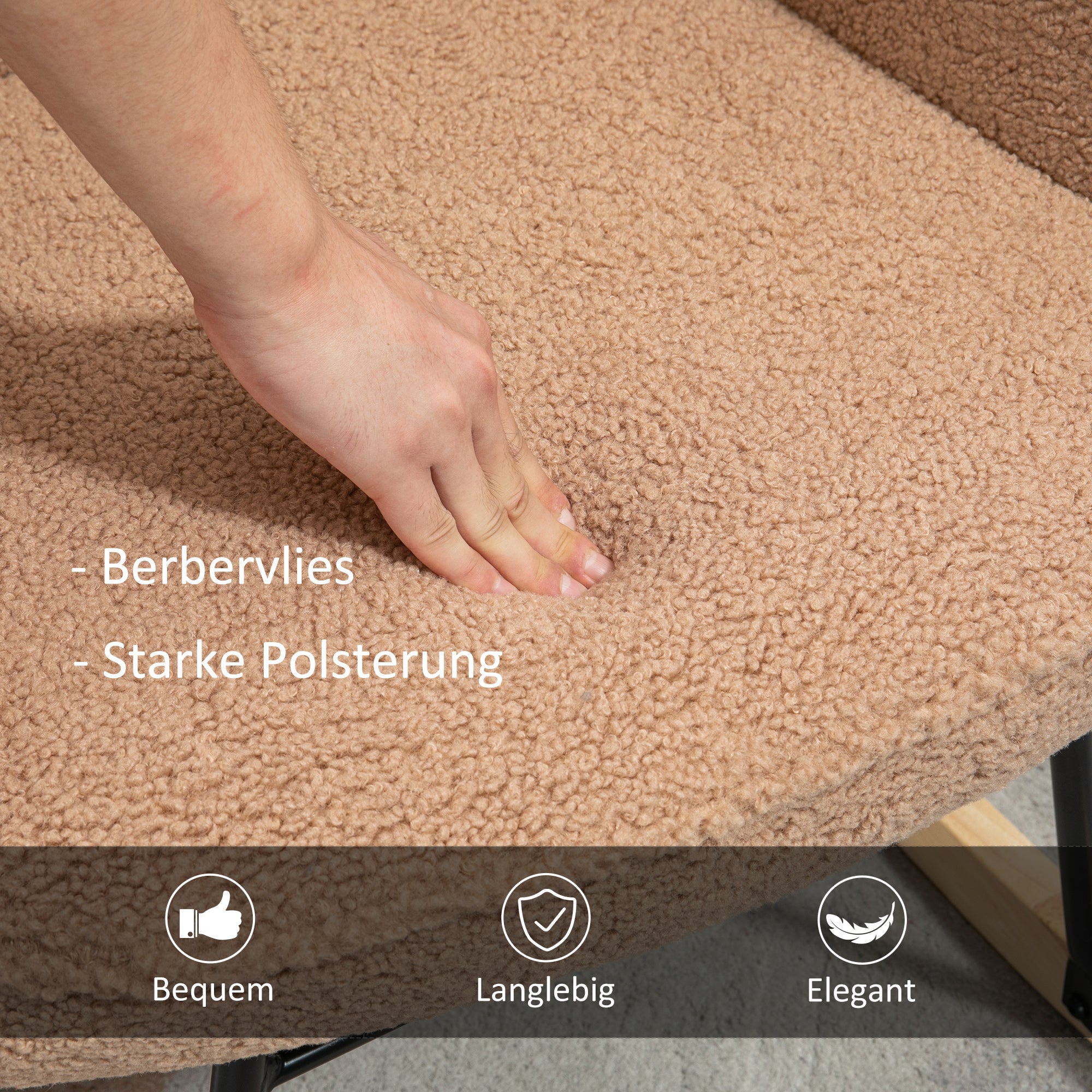 HOMCOM Schaukelstuhl im Retro-Design, Massivholz, Sessel, Relaxsessel, 98 cm x 71 cm x 101 cm, Braun