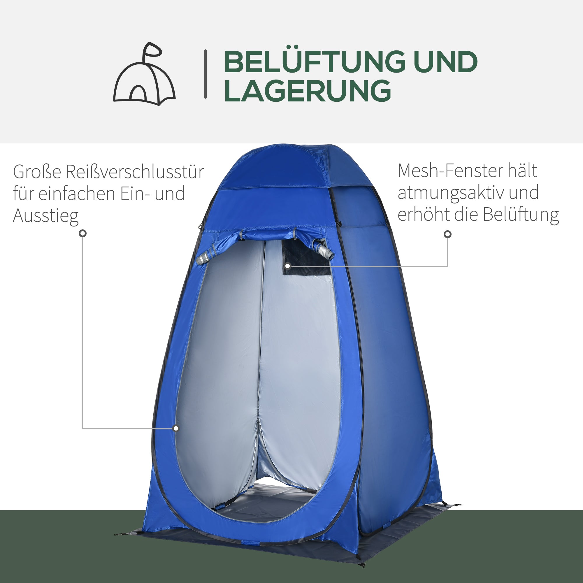 Outsunny Pop up Duschzelt Toilettenzelt Camping Umkleidezelt mit Tragetasche Mobile Outdoor Toilette Umkleidekabine Lagerzelt Dunkelblau 126 x 124 x 189 cm