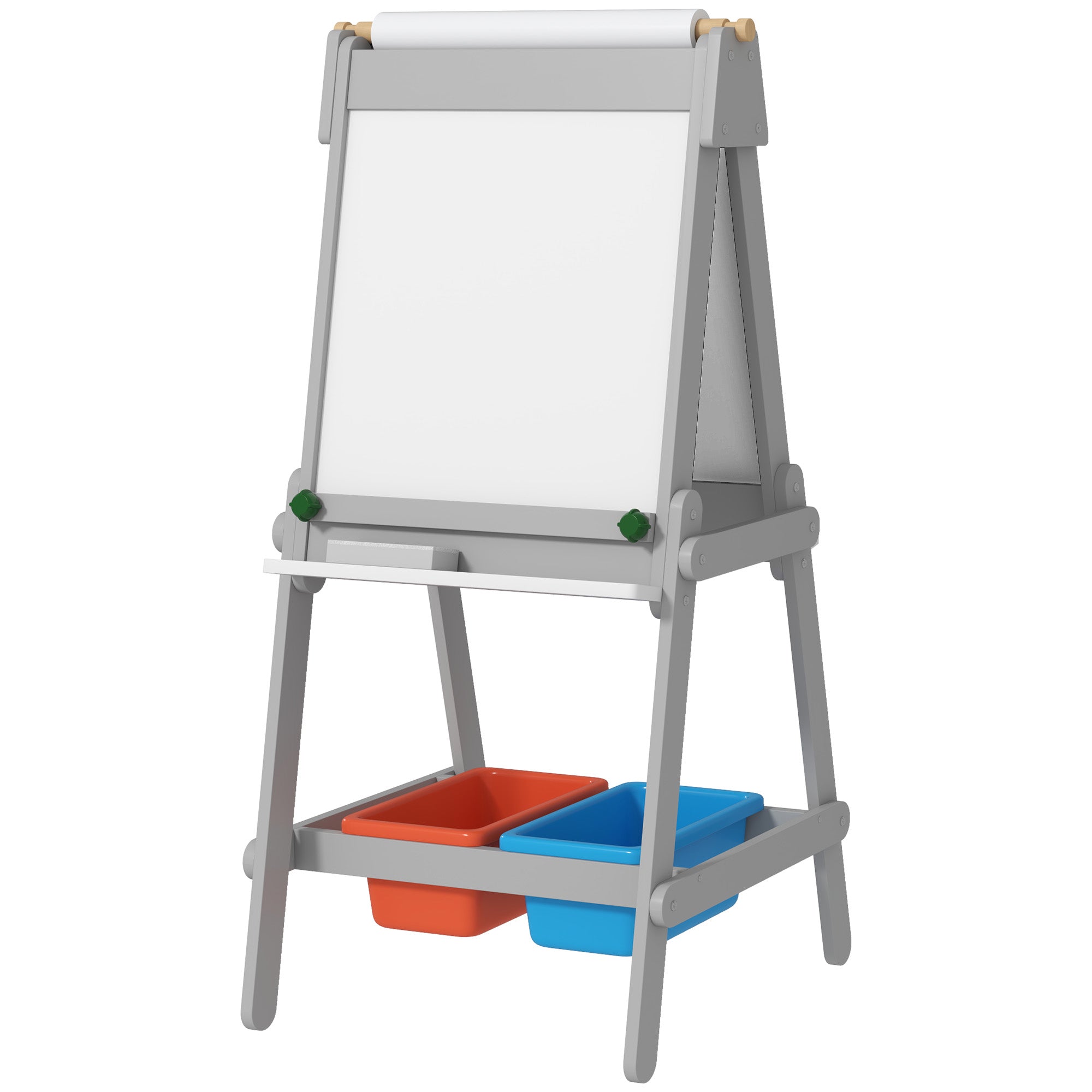 AIYAPLAY Doppelseitige Kindermalstaffelei mit Papierrolle, Kreidetafel, Whiteboard, 3-in-1-Design, zum Zeichnen und Malen