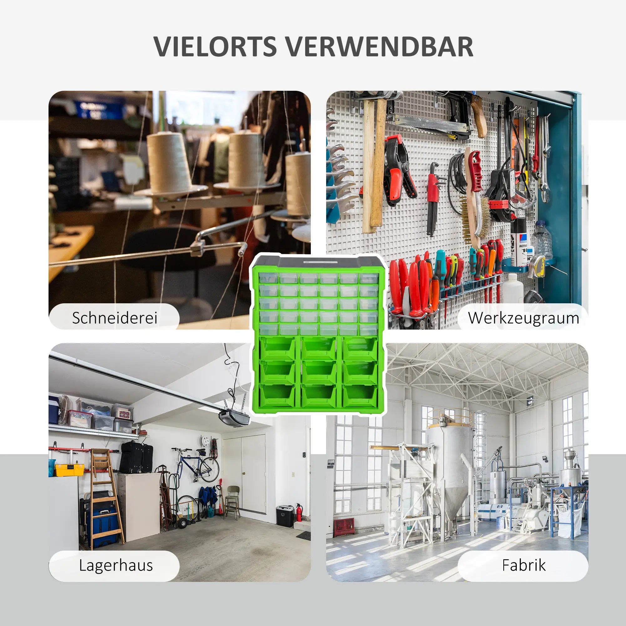 Durhand Kleinteilemagazin 39 Fächer transparent Stopper