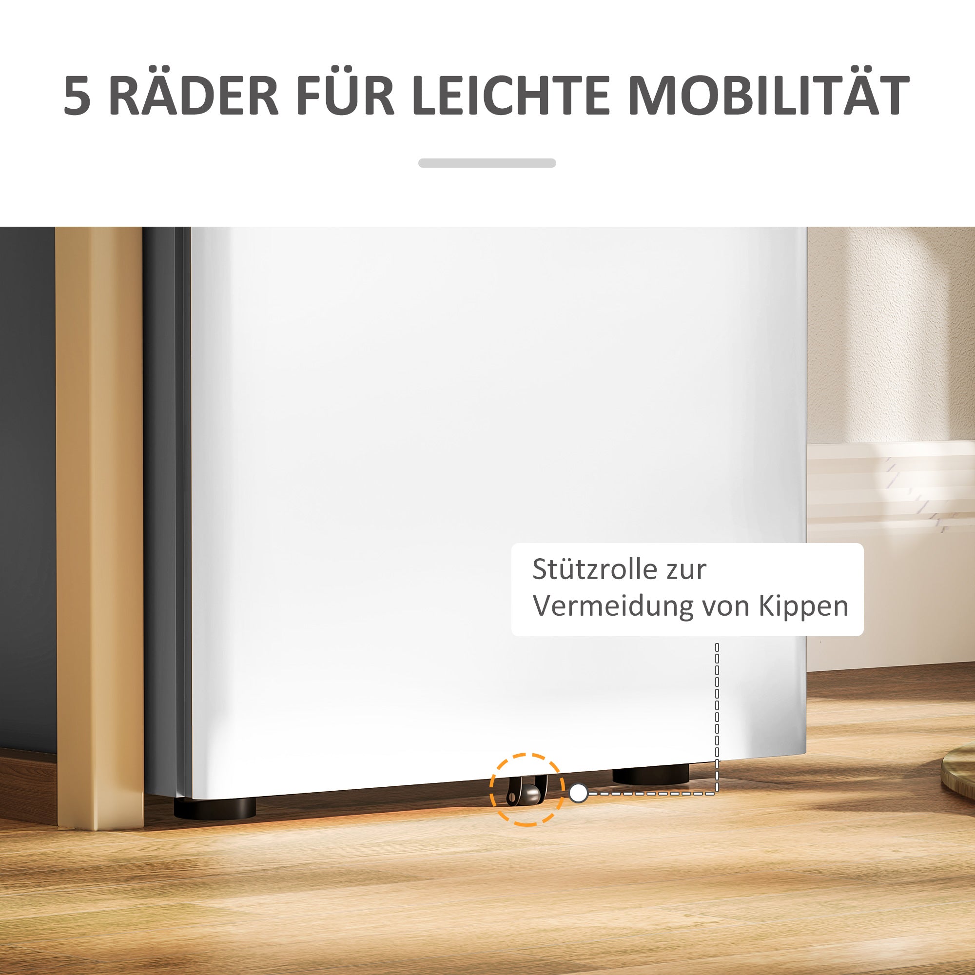 Vinsetto Aktenschrank, Rollcontainer, 3 Schubladen & Hängeregister, Schloss, Stahlgehäuse, 39x48x59 cm, Weiß+Grau