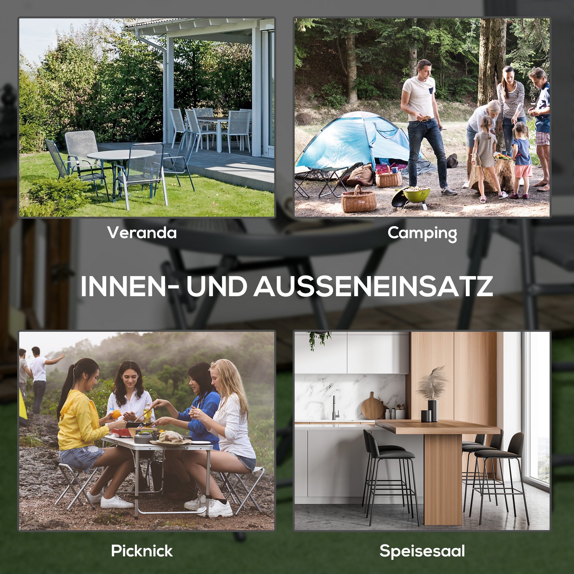 Outsunny Gartentisch Klapptisch Garten-Klapptisch, rund, wetterbeständig, klappbar, Ø45 x 50 cm, Schwarz