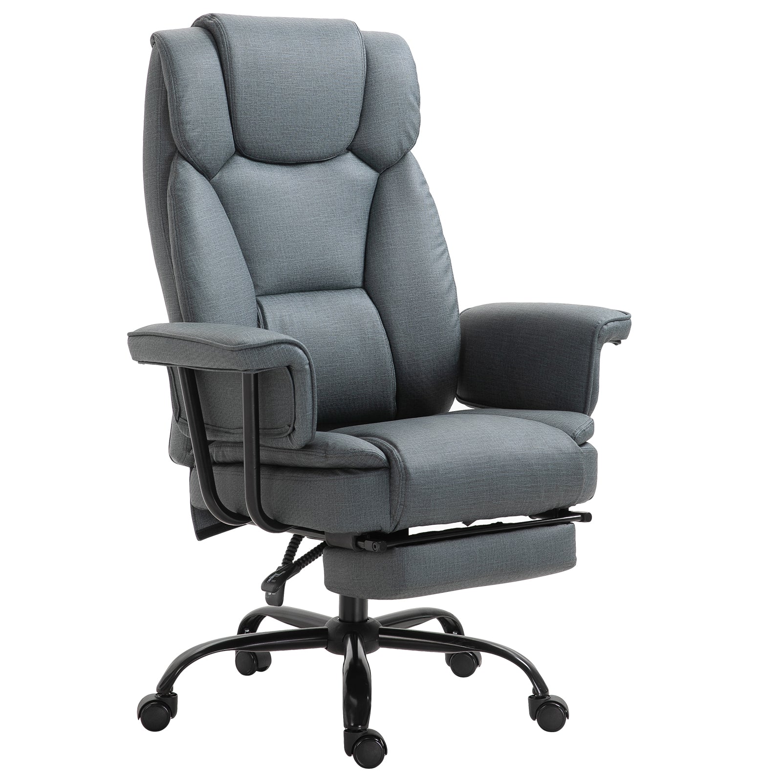 Vinsetto Bürostuhl Ergonomischer Chefsessel 360° Drehbar Computerstuhl höhenverstellbar mit Kopfstütze und gepolsterte Armlehnen mit Fußstütze Kunstleder 68 x 80 x 120126 cm
