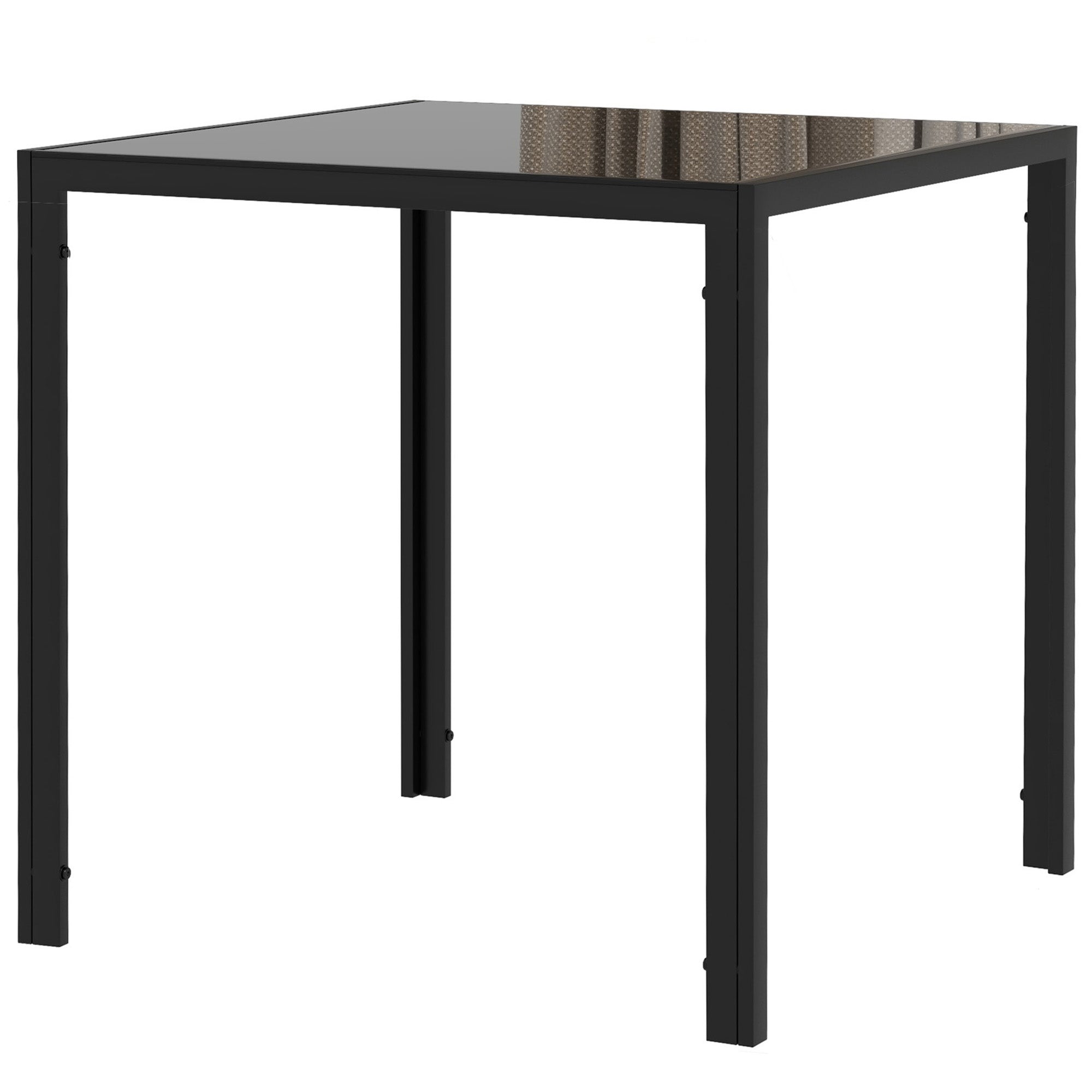 HOMCOM Quadratischer Esstisch für 4 Personen, Tischplatte aus Hartglas, für Küche und Esszimmer, 75 x 75 x 75 cm, Schwarz