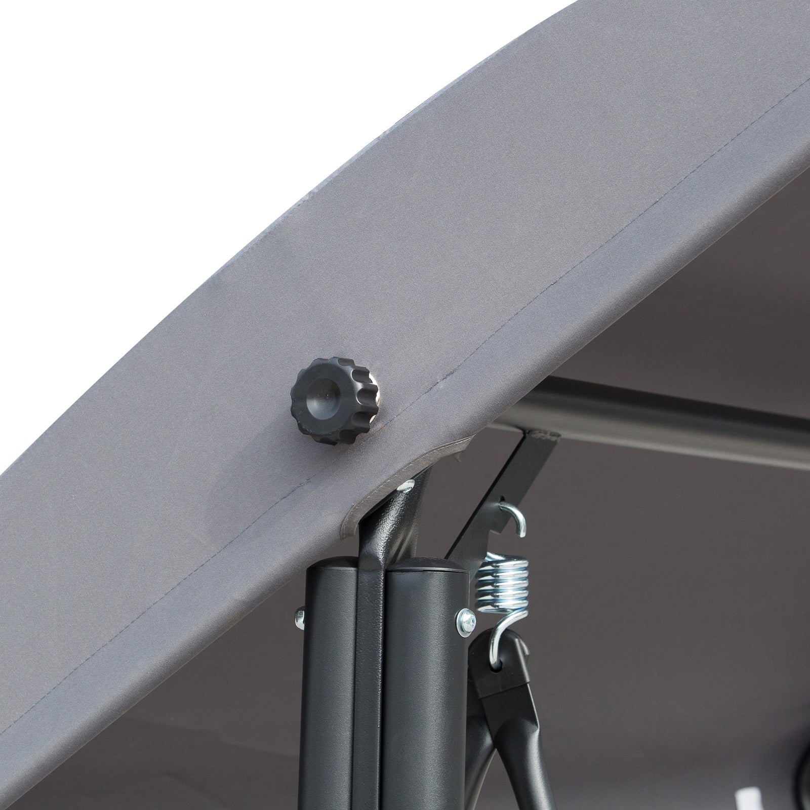 Outsunny Hollywoodschaukel mit Seitentasche, 3-Sitzer Gartenschaukel mit verstellbarem Sonnendach, Schaukelbank belast bis 300kg, für Garten, Terrasse, 196 x 128 x 172 cm, Dunkelgrau