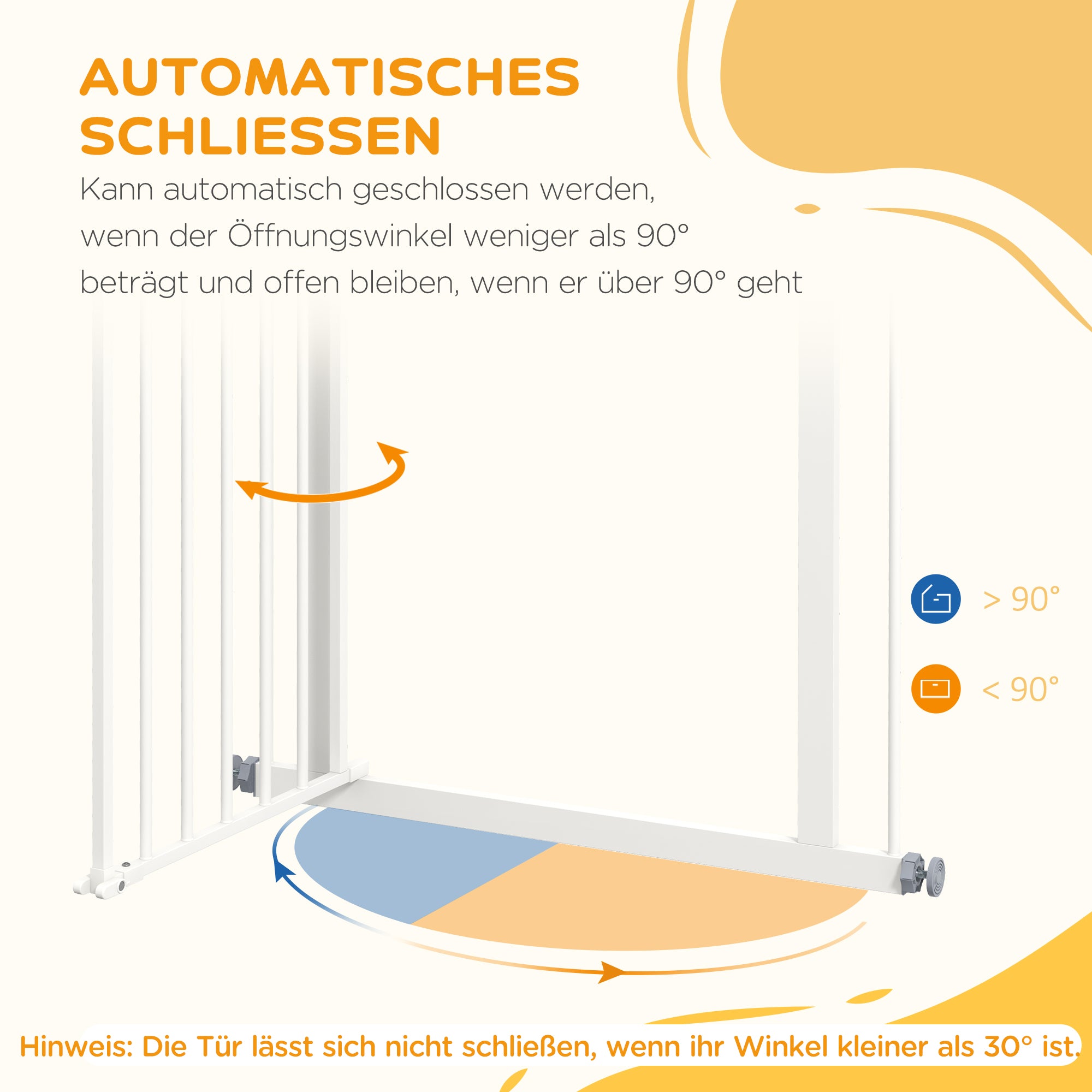 PawHut Türschutzgitter für Hunde, Absperrgitter, Schutzgitter für Haustiere, Metall, Kunststoff, 74-80 cm, Weiß