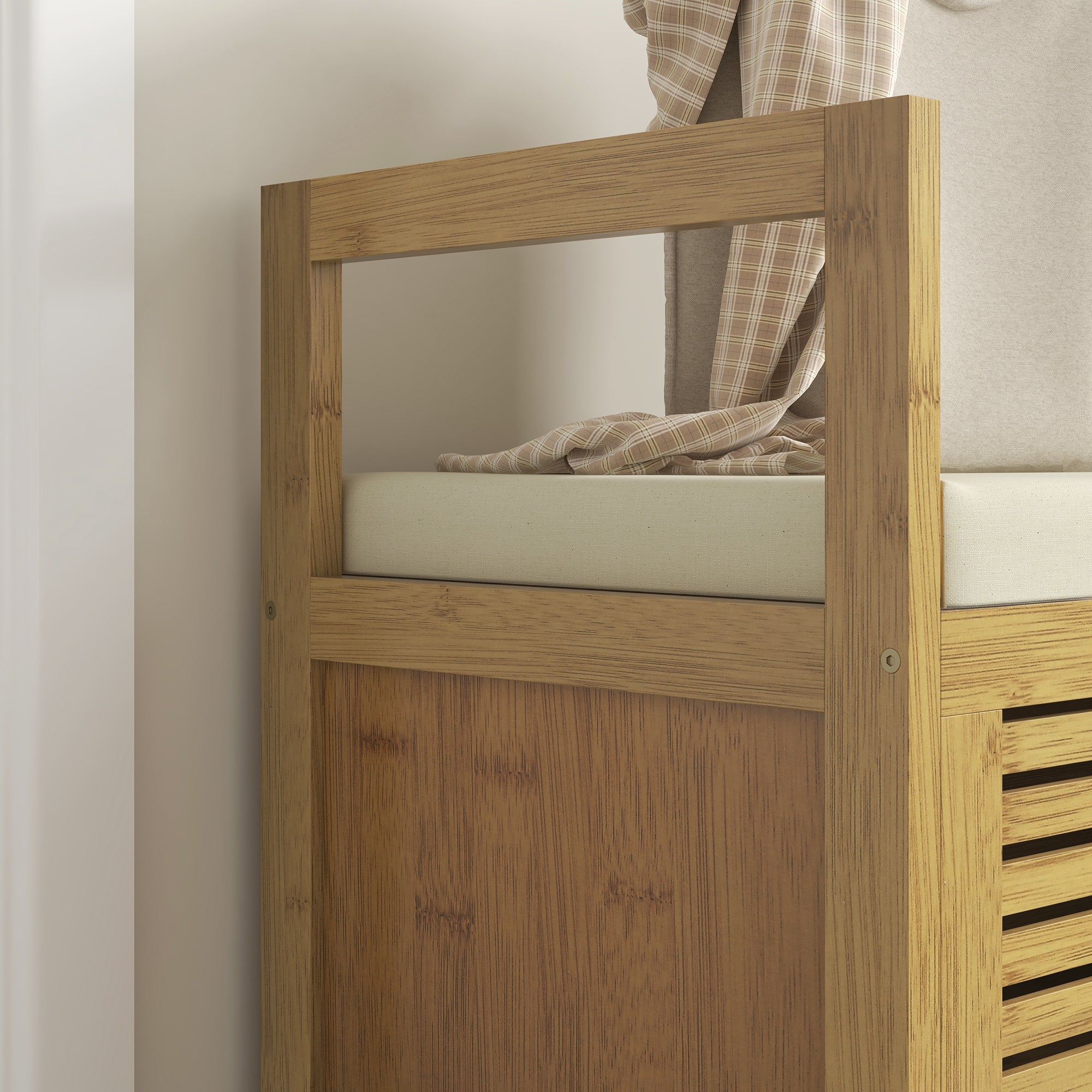 HOMCOM Schuhablage mit Stauraum, Schuhbank, weiche Sitzfläche, Bambus, 100x40x60 cm