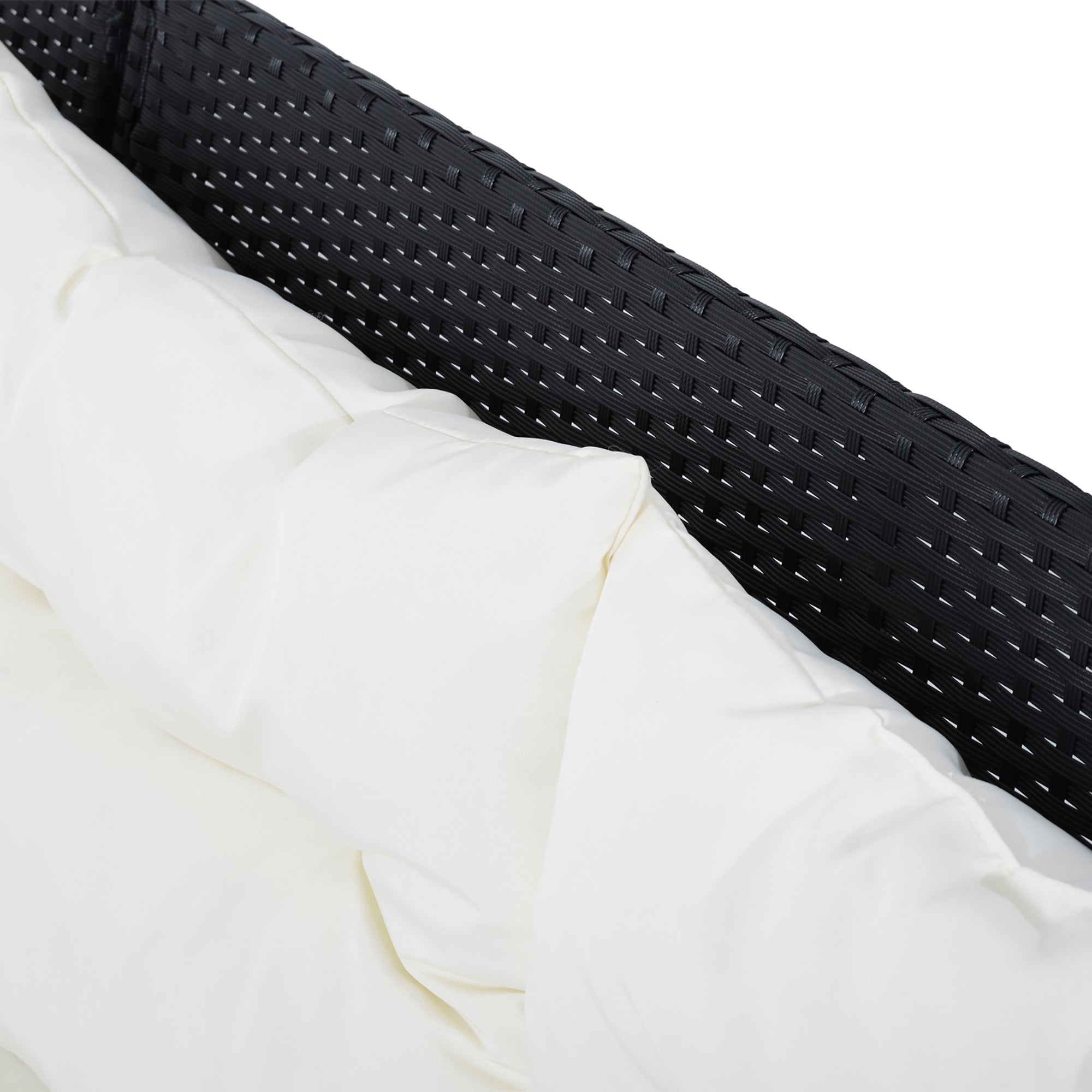 Outsunny Gartenmöbel-Set aus PE-Rattan für 7 Personen, abnehmbare Polster, Cremeweiß + Schwarz