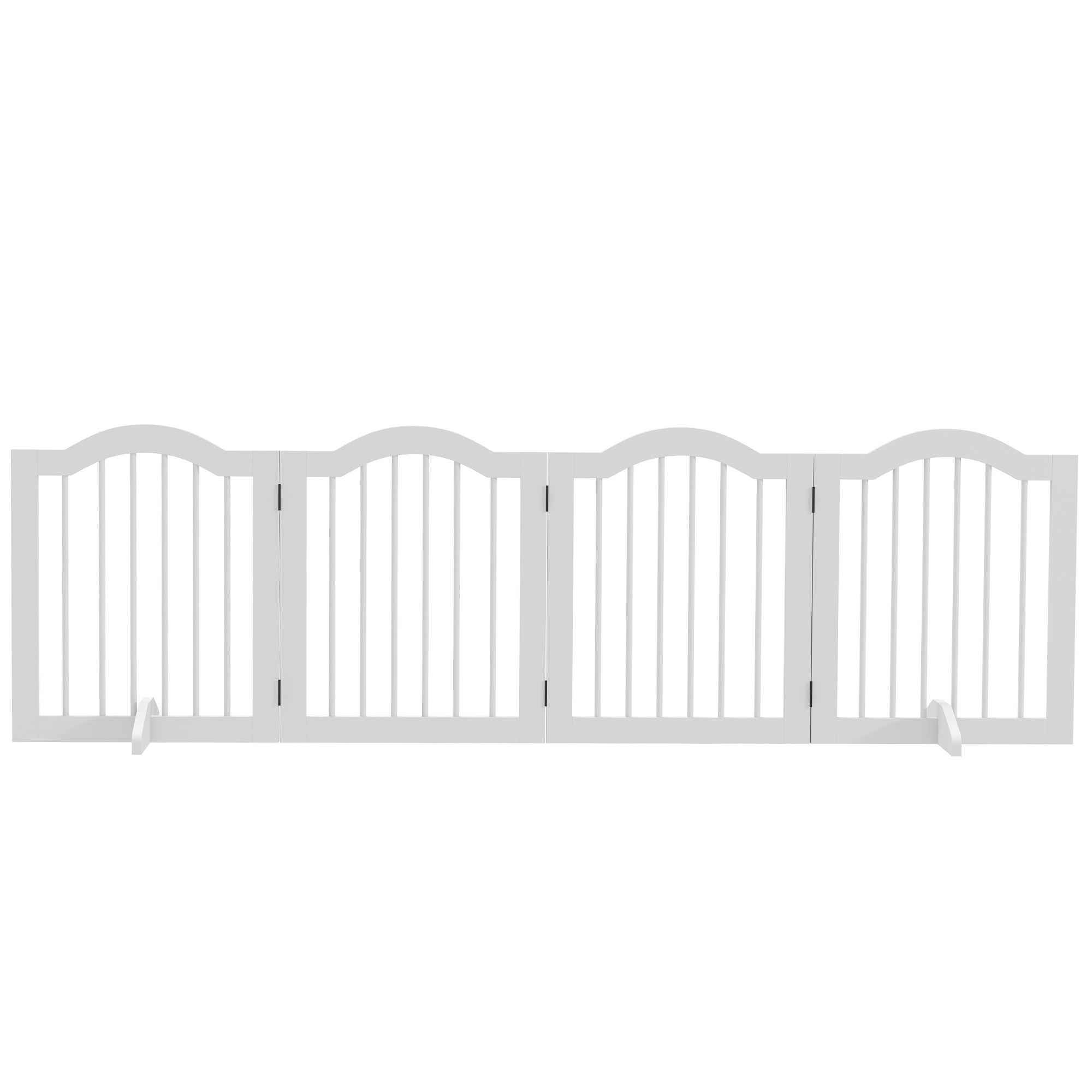 PawHut Faltbares Hunde-Absperrgitter, 4 Paneele, für Treppen, Flure, Türen, MDF/Massivholz, Weiß