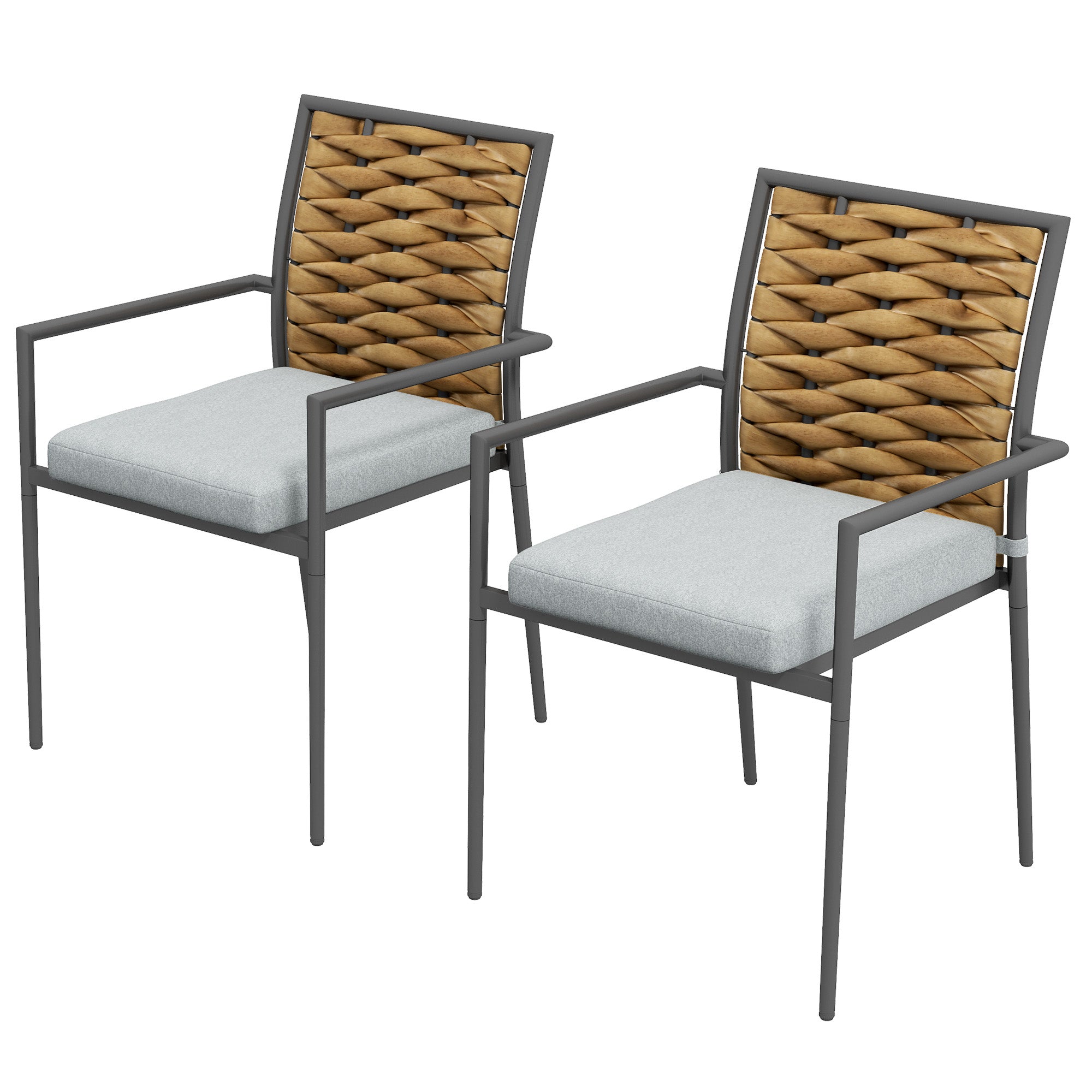 Outsunny Gartenstühle Outdoor-Stühle Terrassenstühle, wetterbeständig, modernes Design, 57 x 58 x 87cm, Grau
