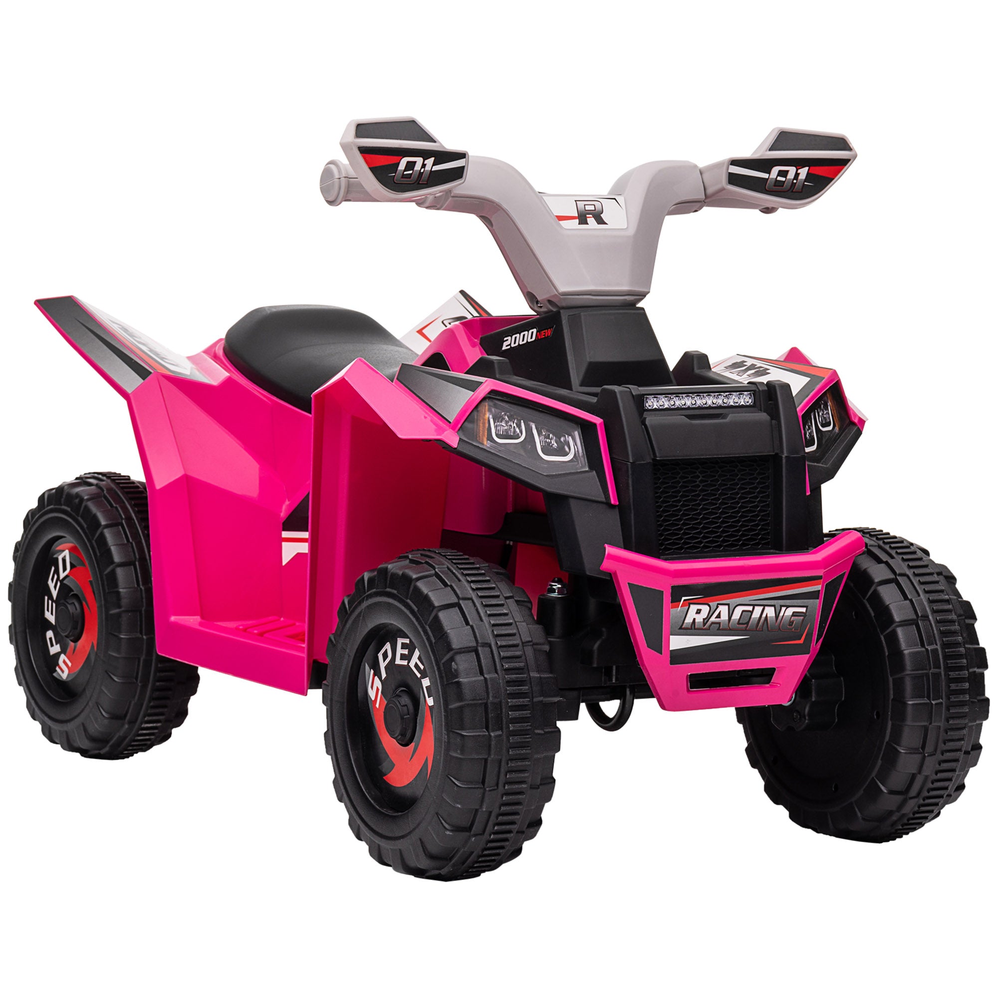HOMCOM Elektro-Kinderquad, 2,5 km/h, Vorwärts- & Rückwärtsgang, für 18-36 Monate, Rosa